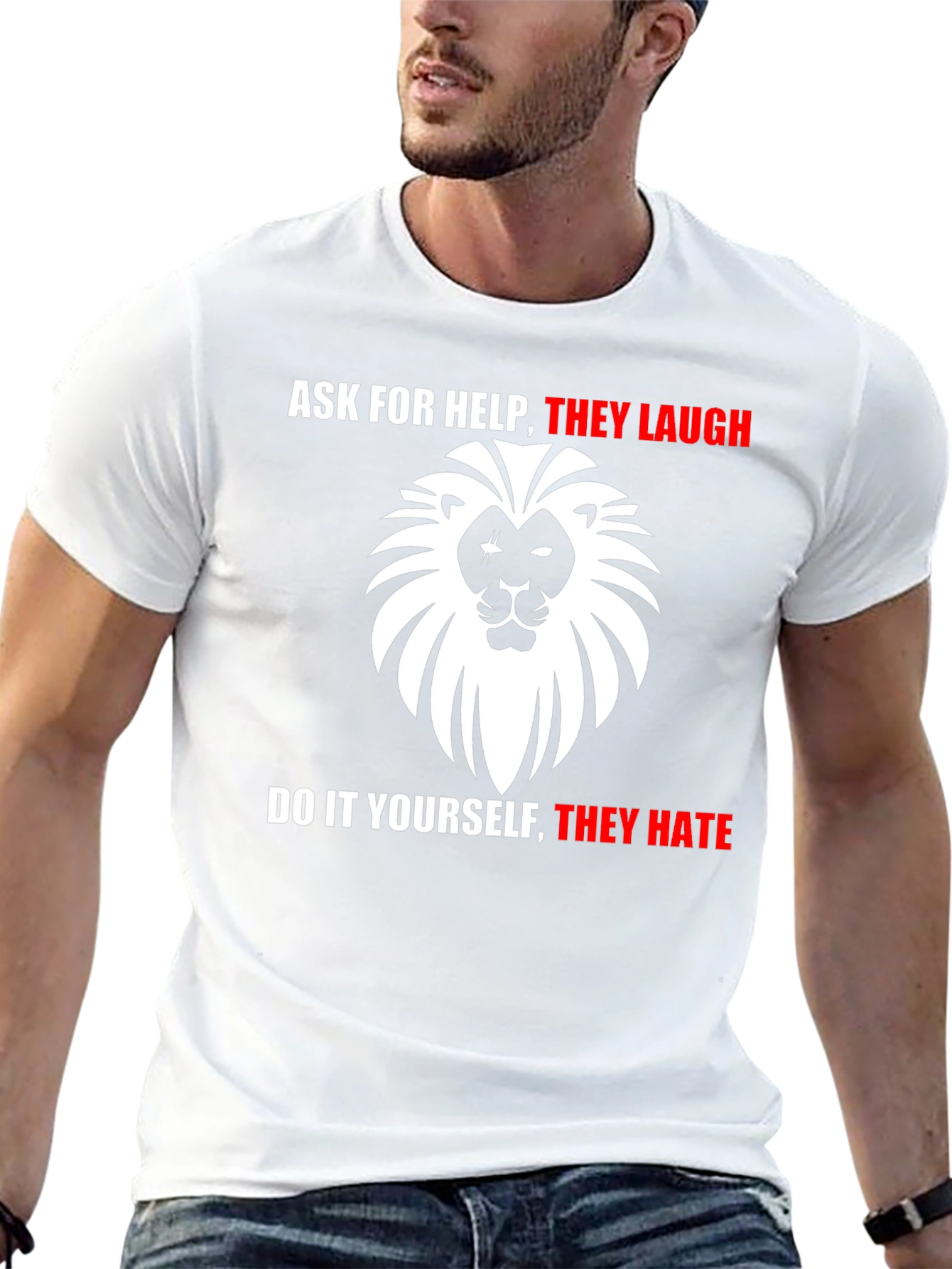 Ask For Help Lion Graphic T-Shirt
