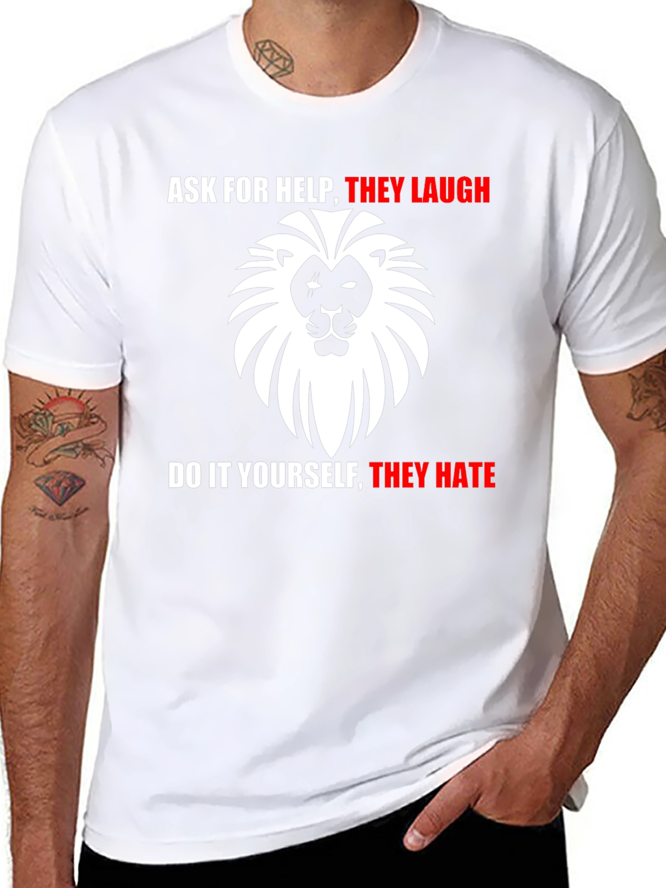 Ask For Help Lion Graphic T-Shirt