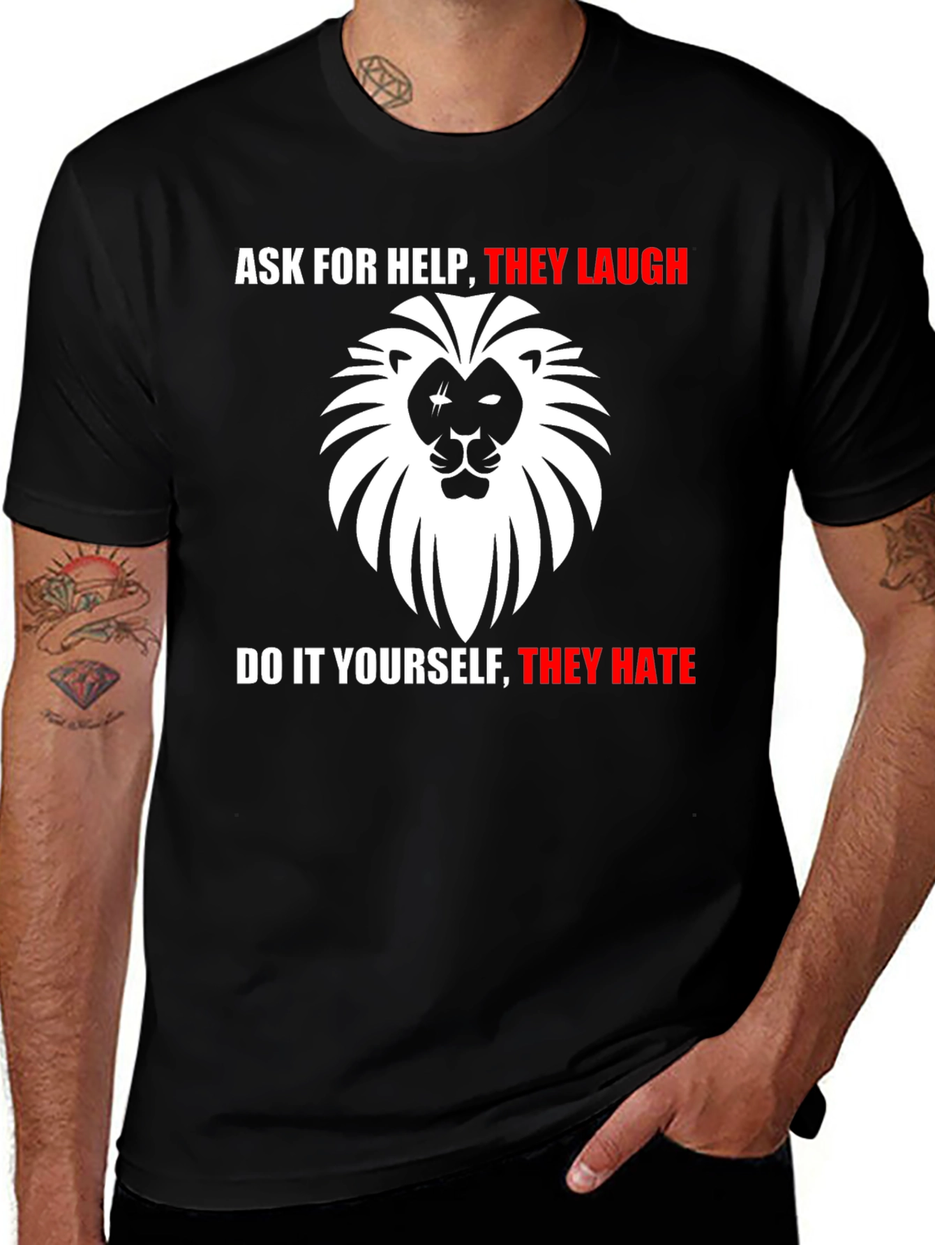 Ask For Help Lion Graphic T-Shirt