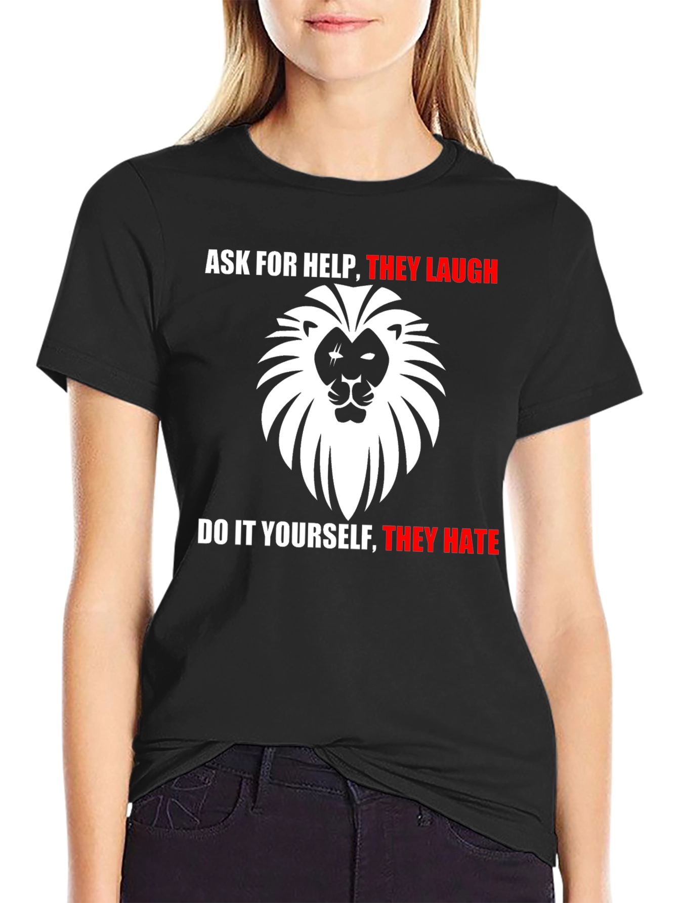 Ask For Help Lion Graphic T-Shirt