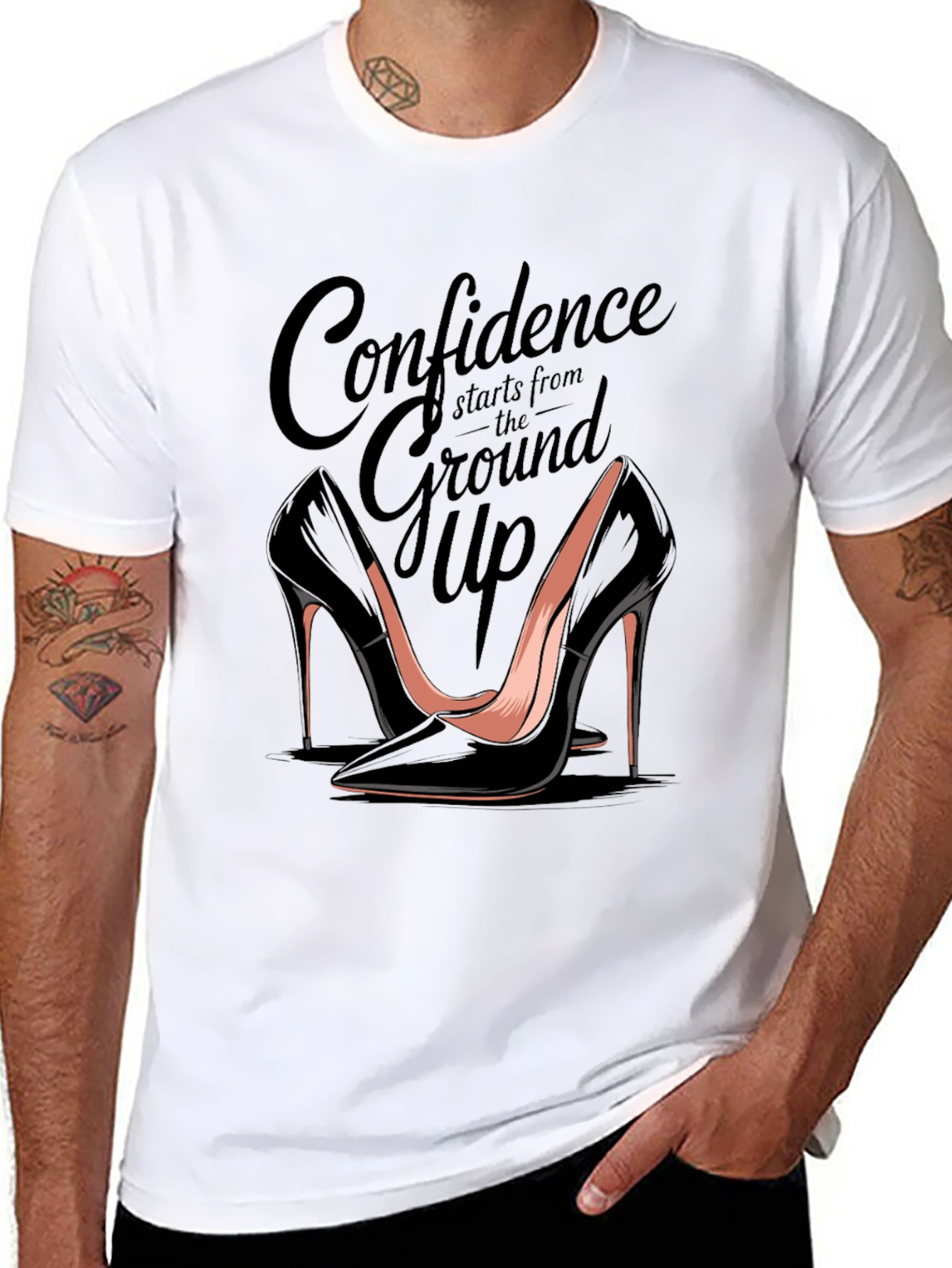 Confidence Heels T-Shirt - Stylish Womens Fashion Tee