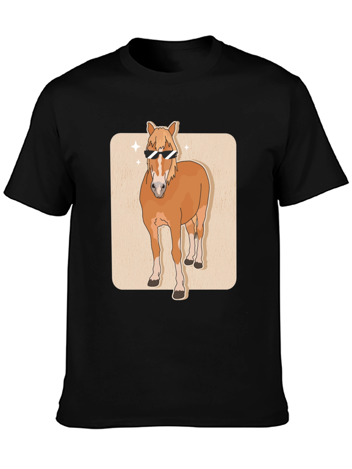 Cool Horse Graphic Tee - Black Cotton T-Shirt