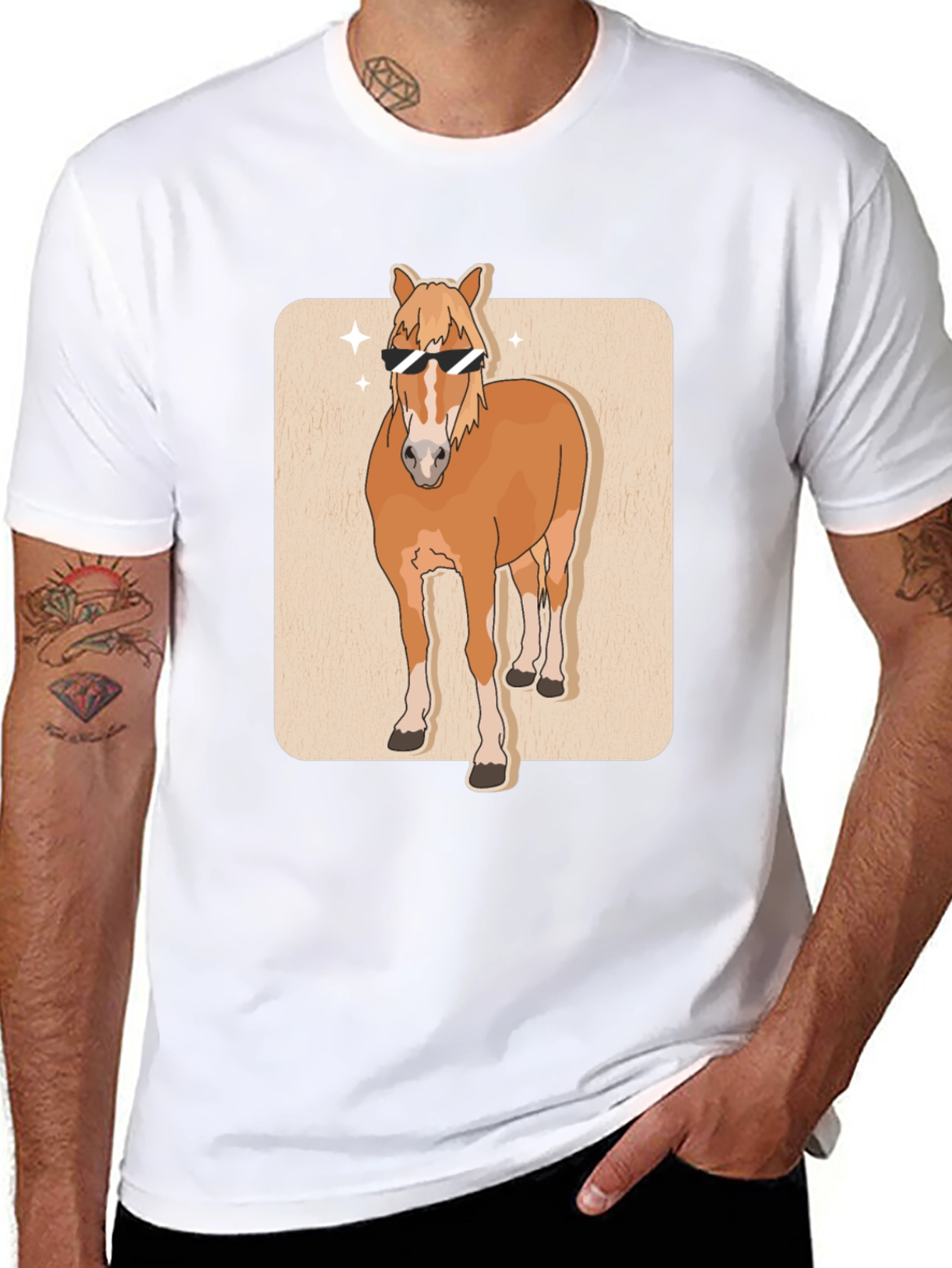 Cool Horse Graphic Tee - Black Cotton T-Shirt