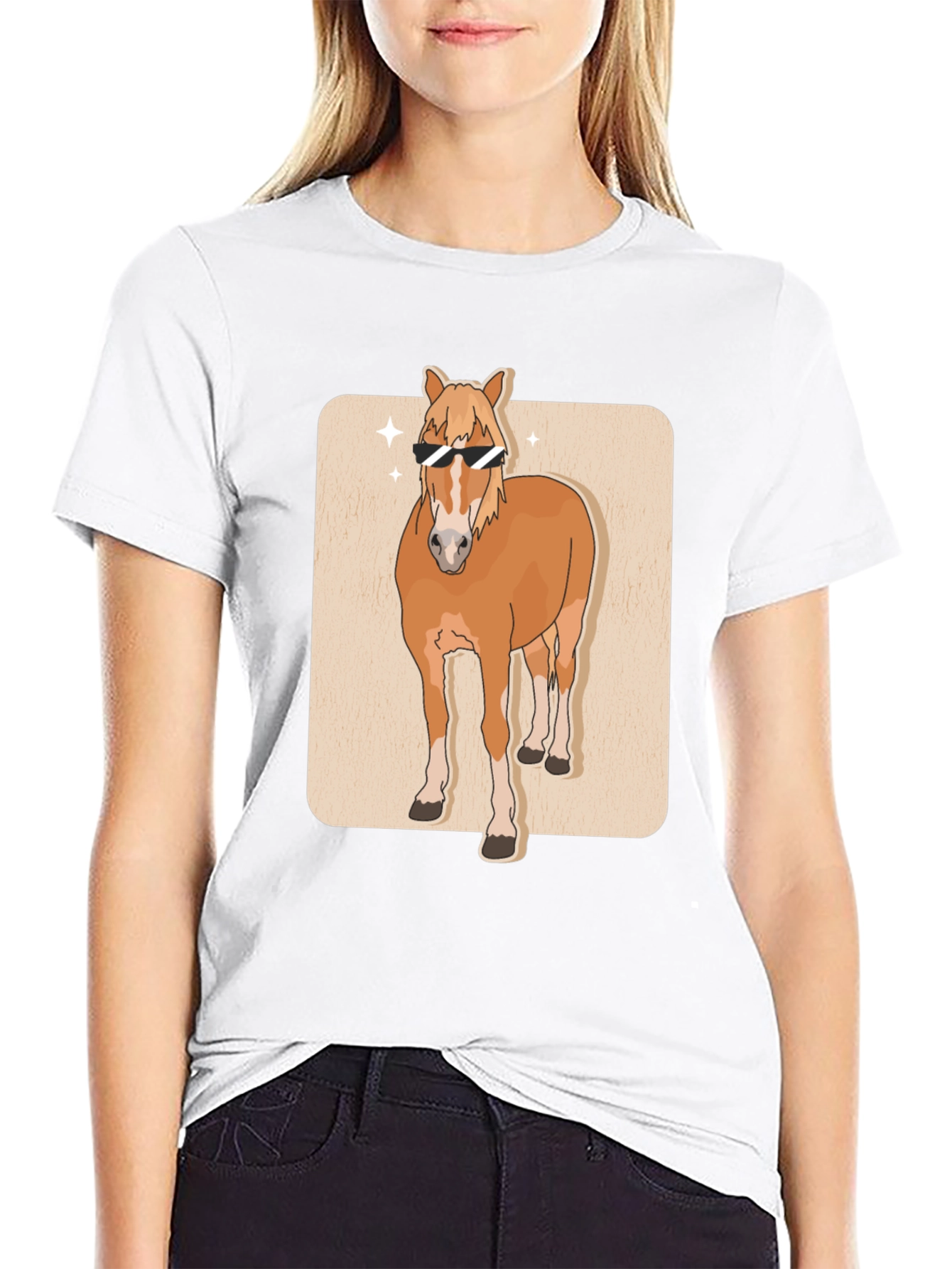 Cool Horse Graphic Tee - Black Cotton T-Shirt
