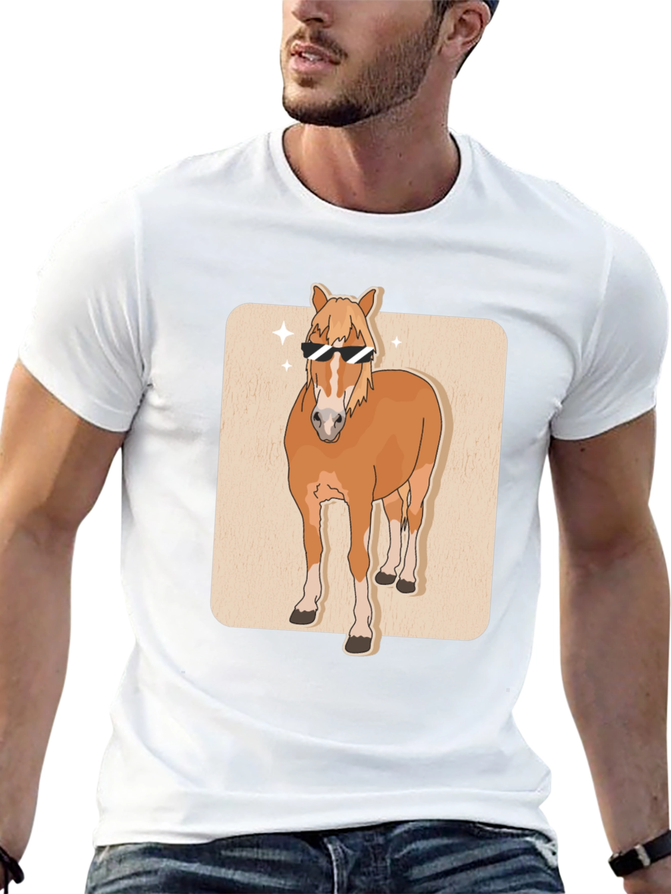 Cool Horse Graphic Tee - Black Cotton T-Shirt