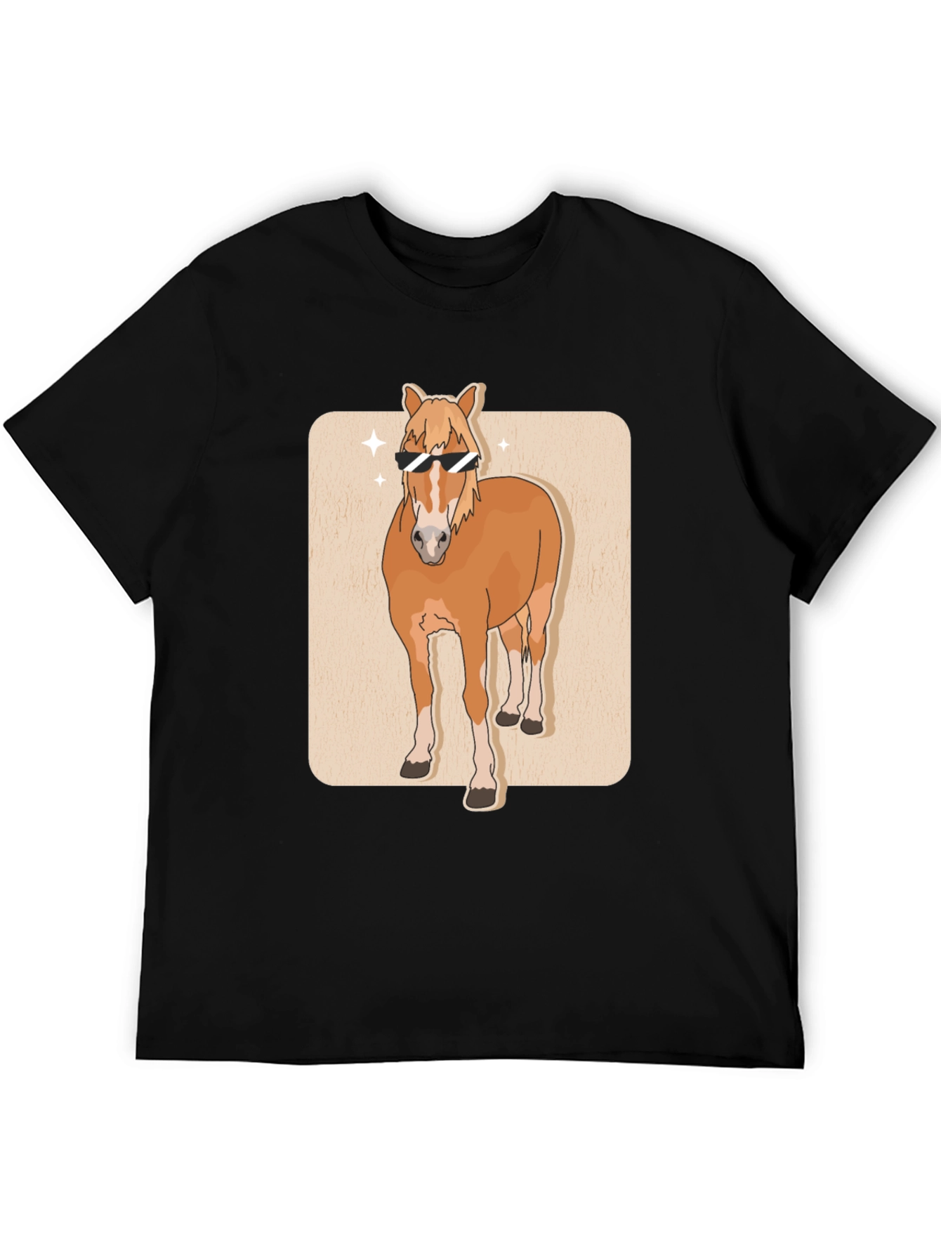 Cool Horse Graphic Tee - Black Cotton T-Shirt