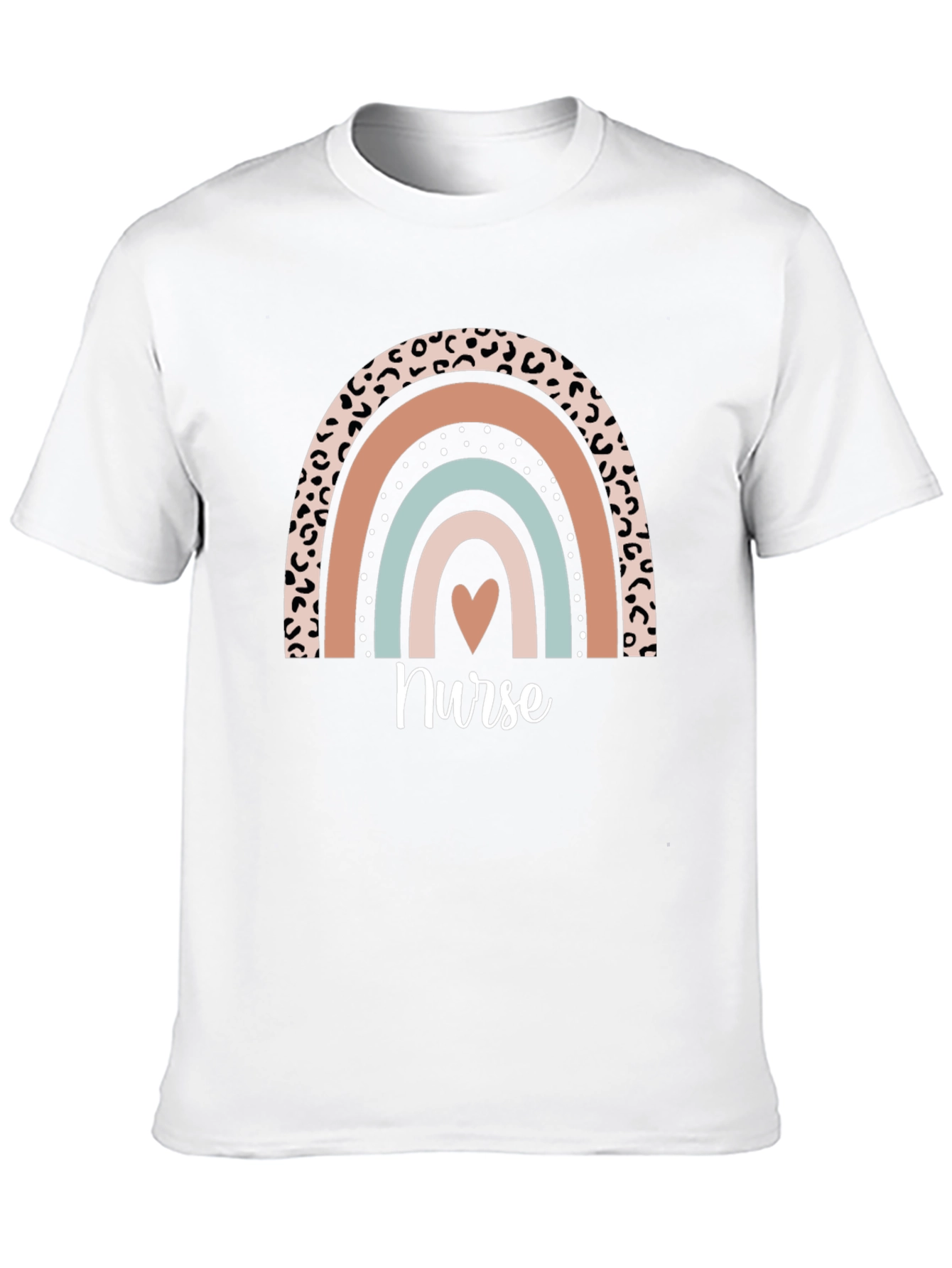 Nurse Rainbow Heart T-Shirt - Black