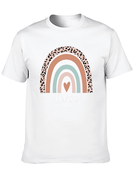 Nurse Rainbow Heart T-Shirt - Black