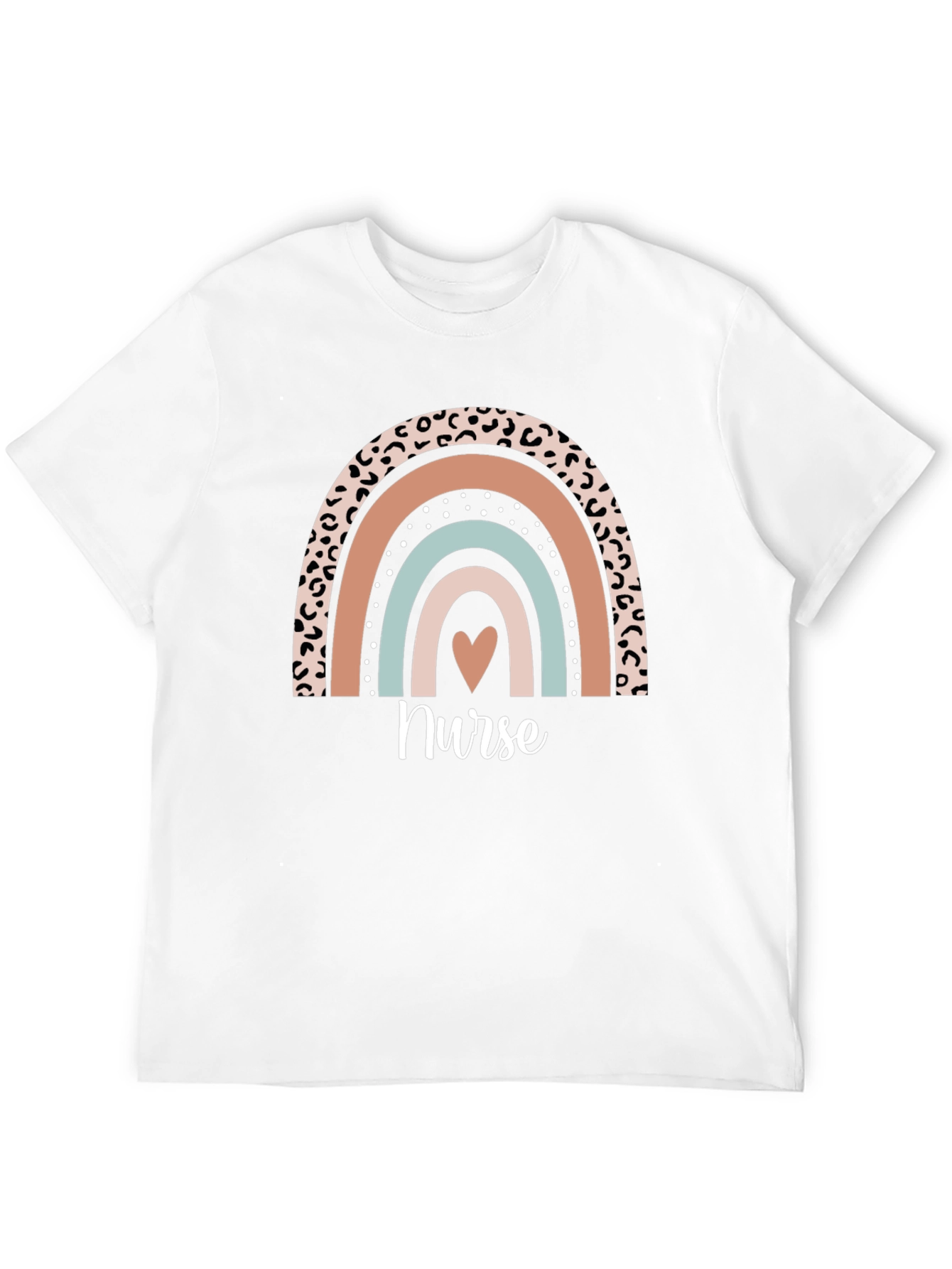 Nurse Rainbow Heart T-Shirt - Black