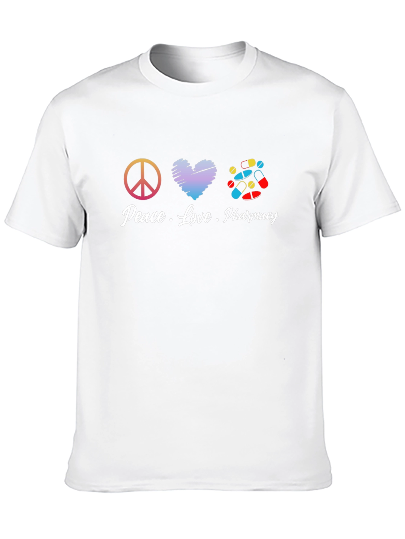 Peace Love Pharmacy T-Shirt - Pill Design