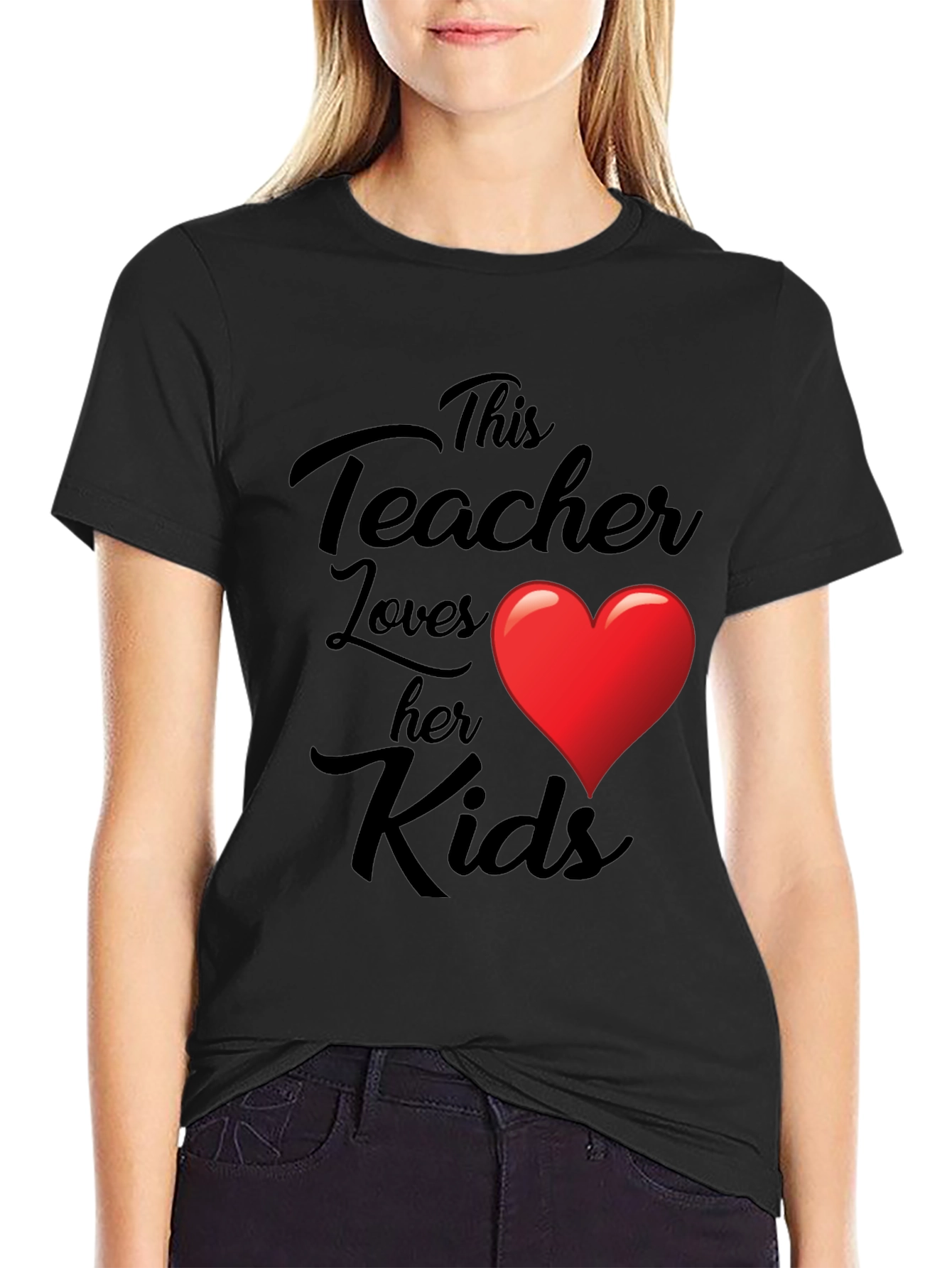 Teacher Love Kids Graphic Tee - Black