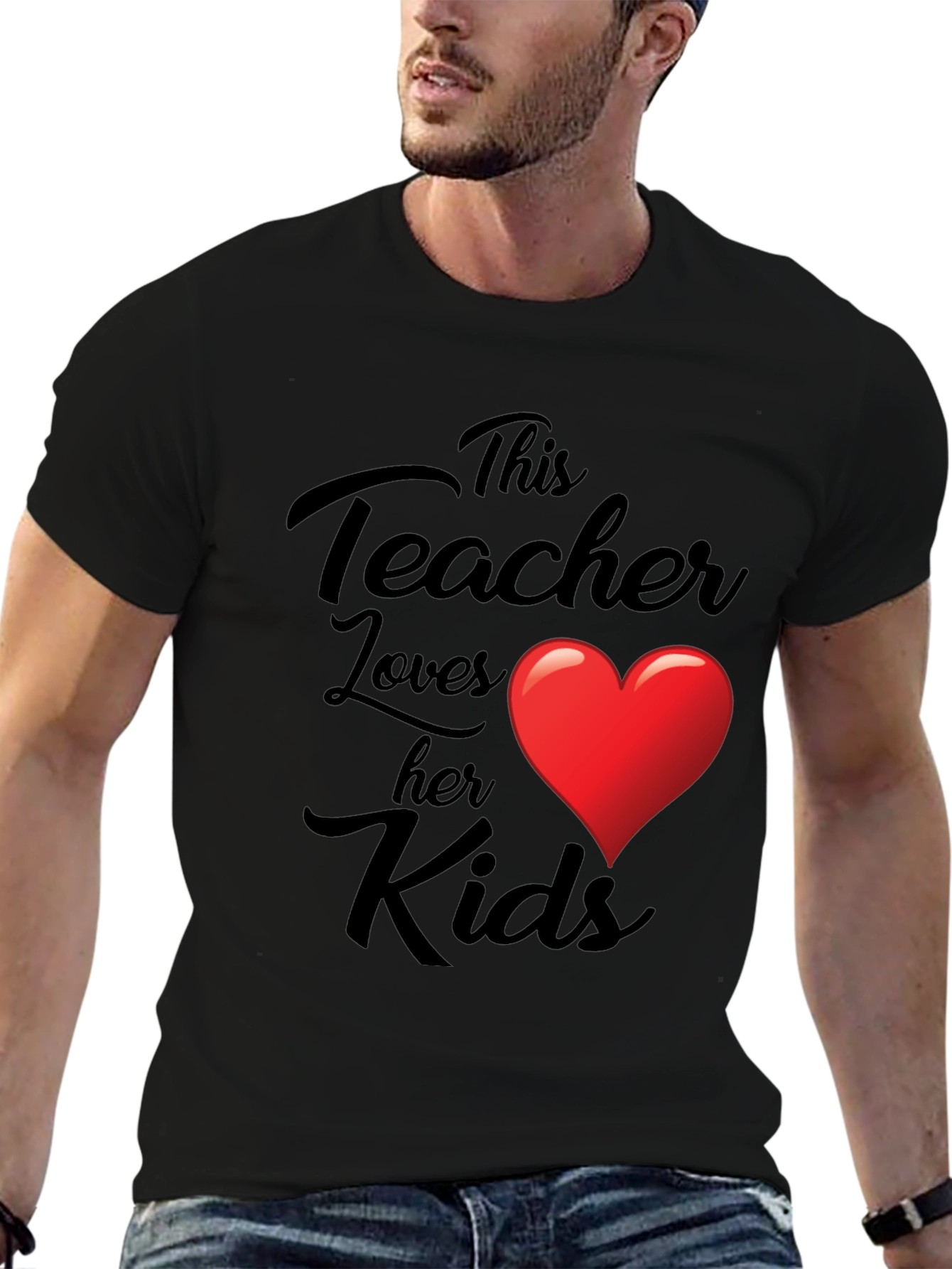 Teacher Love Kids Graphic Tee - Black