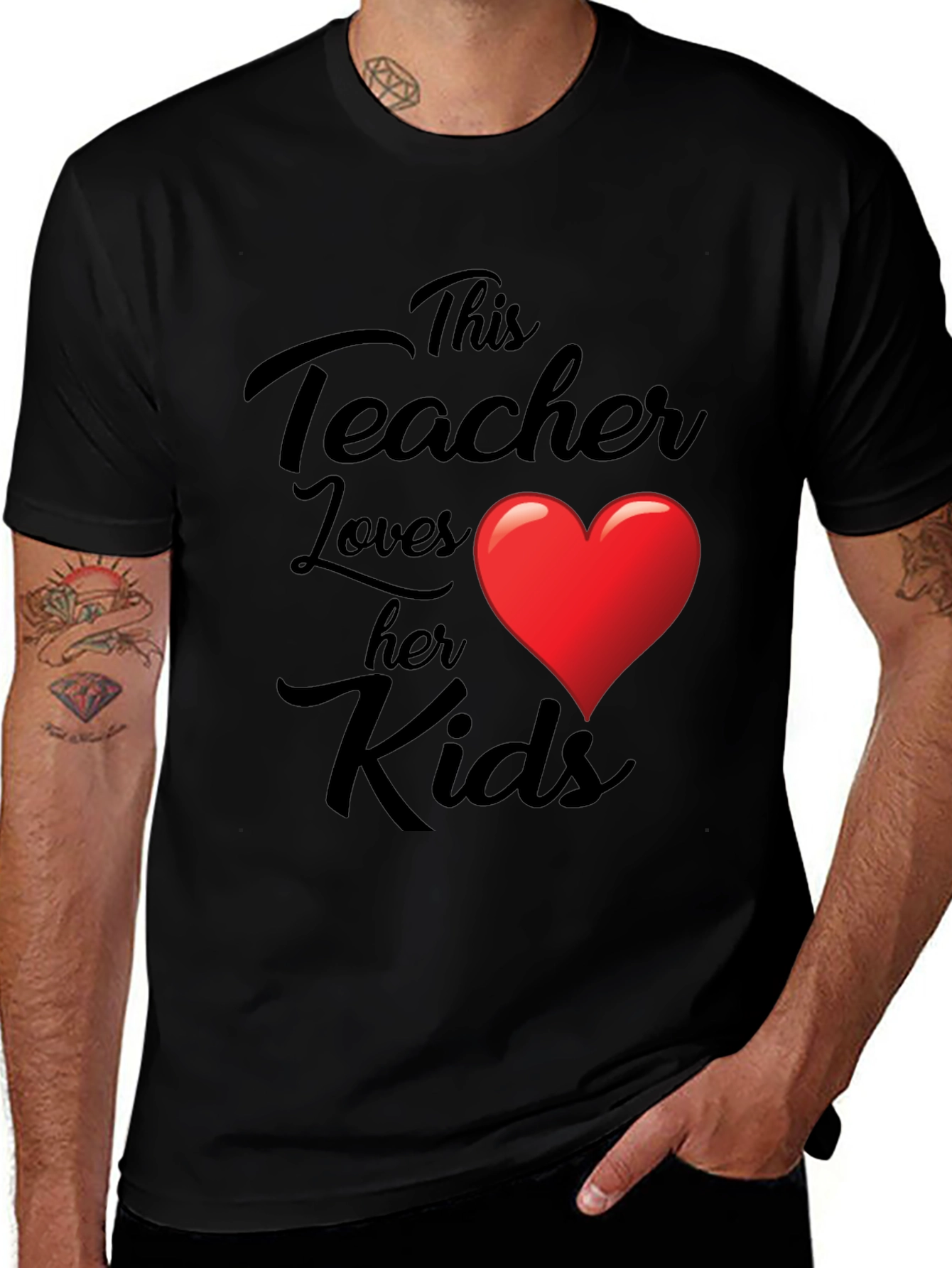 Teacher Love Kids Graphic Tee - Black