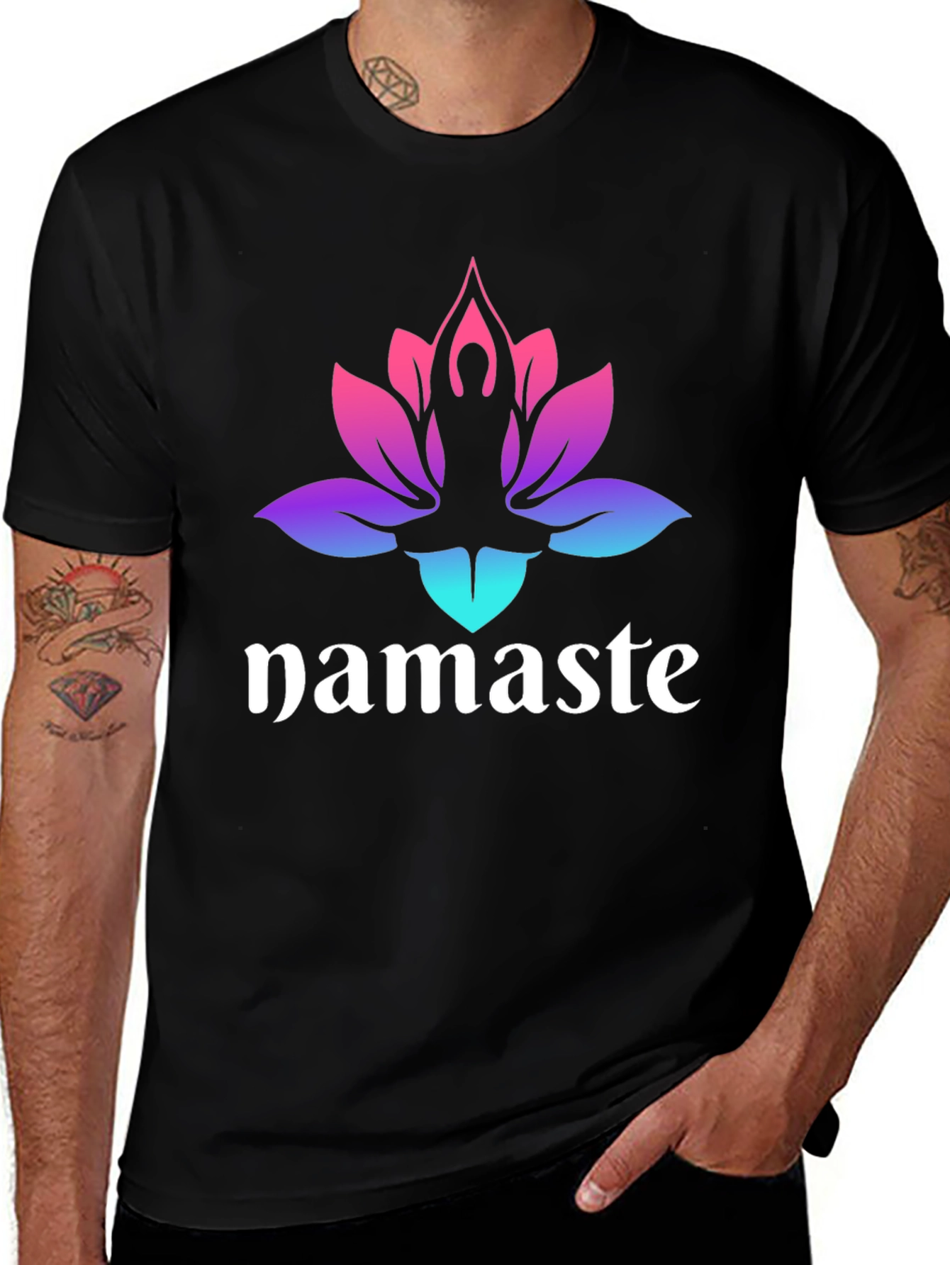 Namaste Lotus Yoga T-Shirt - Gradient Design