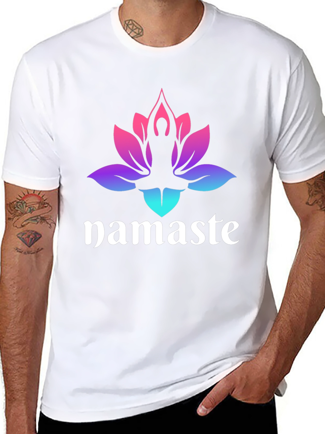 Namaste Lotus Yoga T-Shirt - Gradient Design