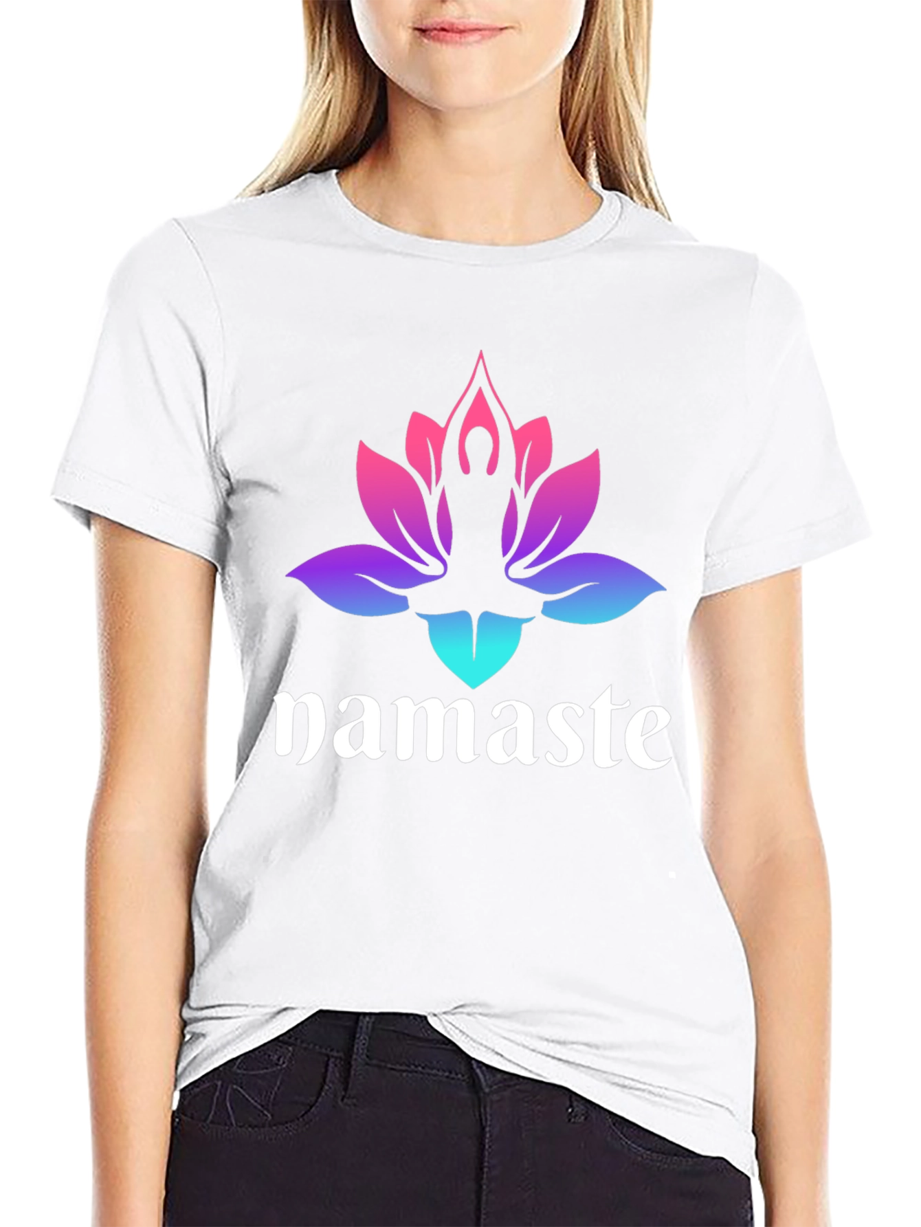 Namaste Lotus Yoga T-Shirt - Gradient Design