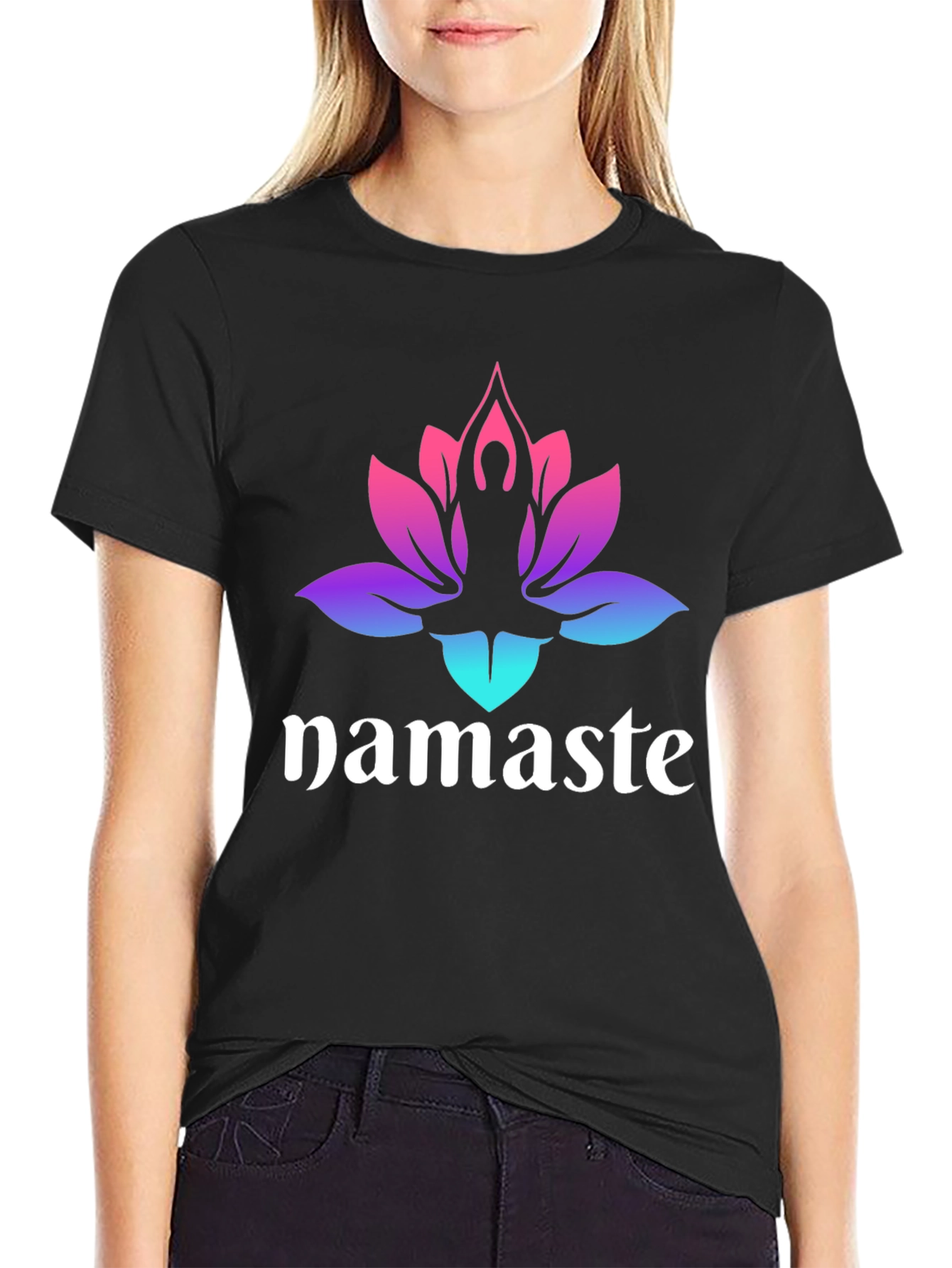 Namaste Lotus Yoga T-Shirt - Gradient Design
