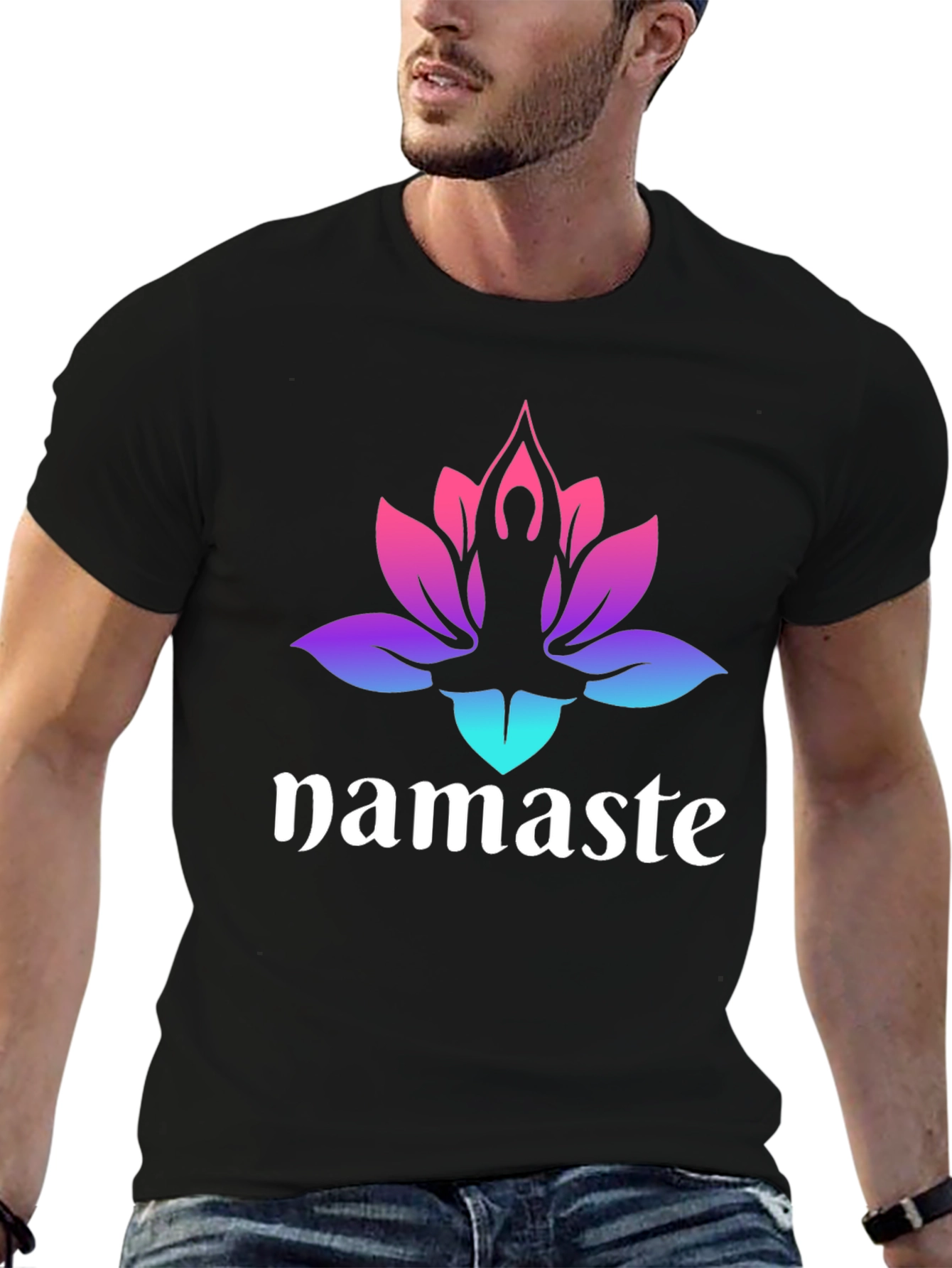 Namaste Lotus Yoga T-Shirt - Gradient Design