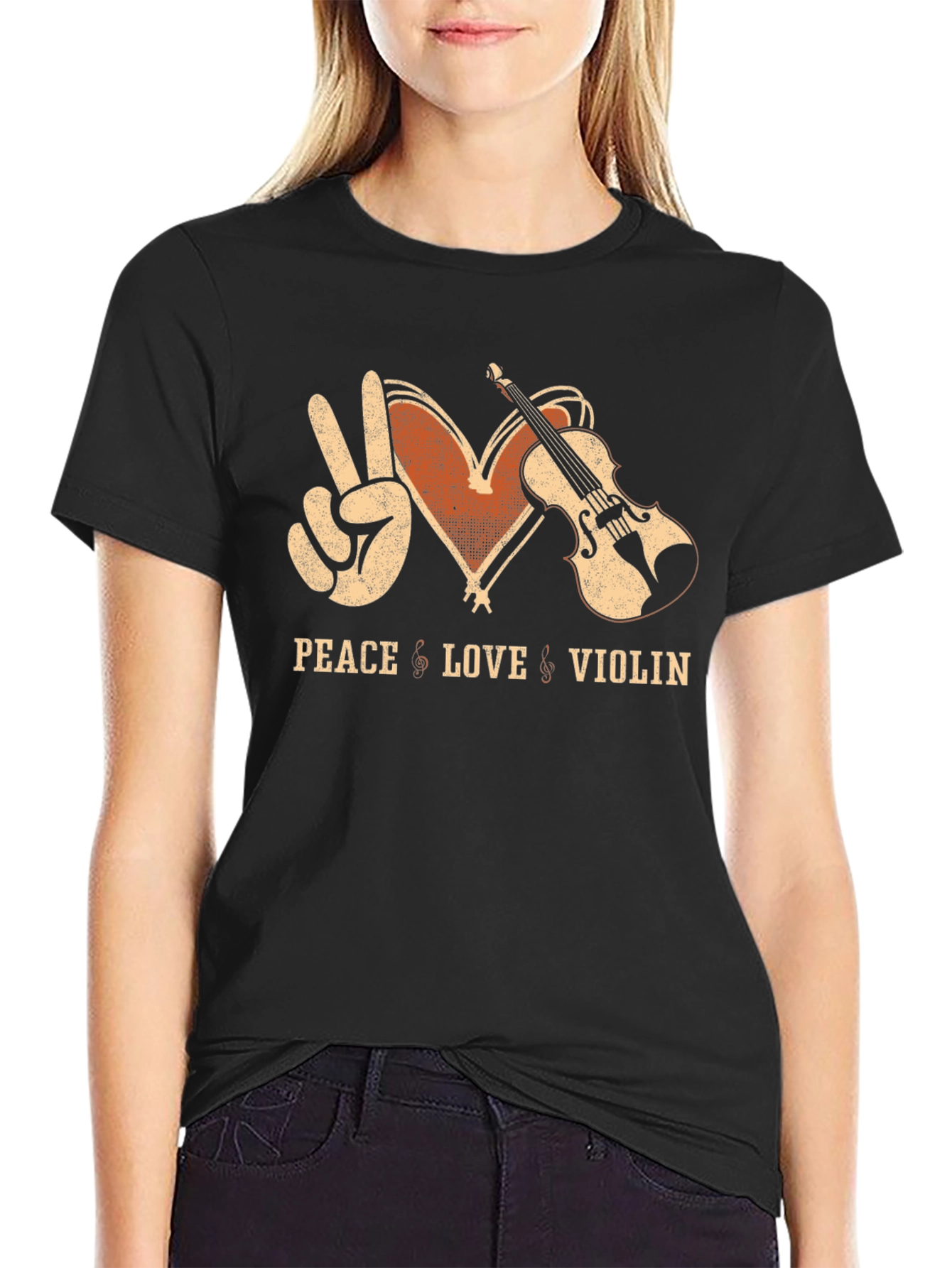 Peace Love Violin T-Shirt - Music Lover Tee