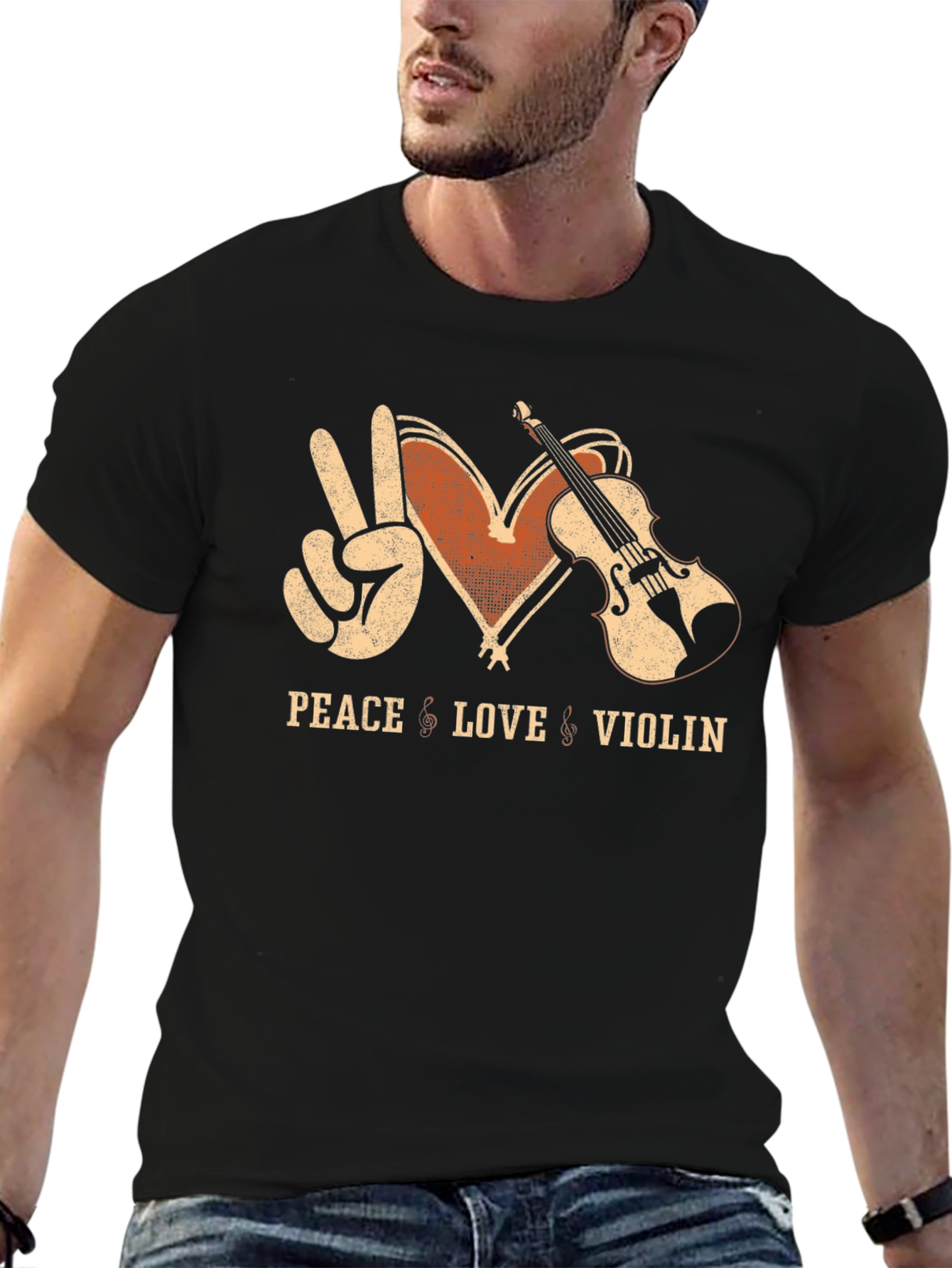 Peace Love Violin T-Shirt - Music Lover Tee