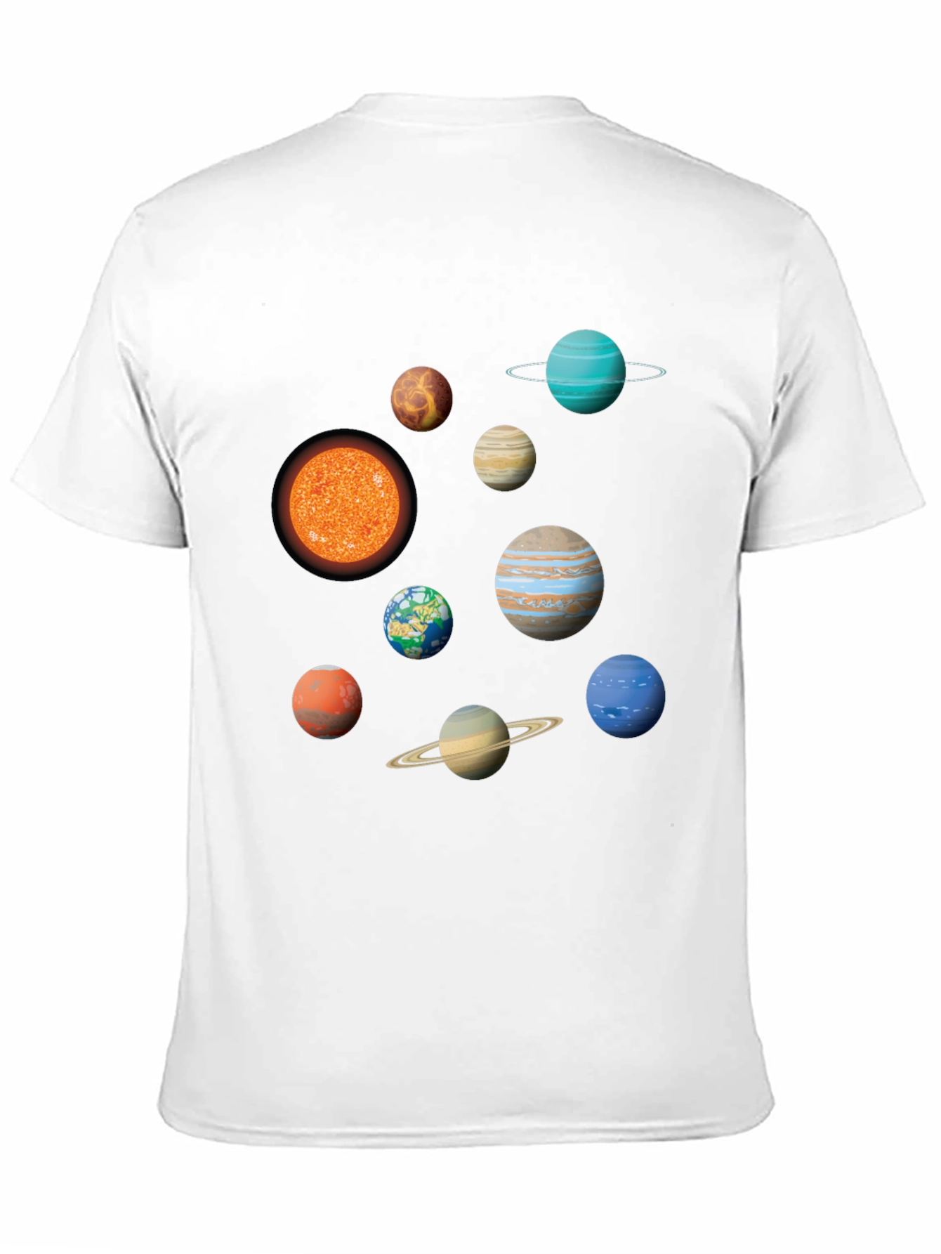 Solar System Planets Graphic Print Black T-Shirt