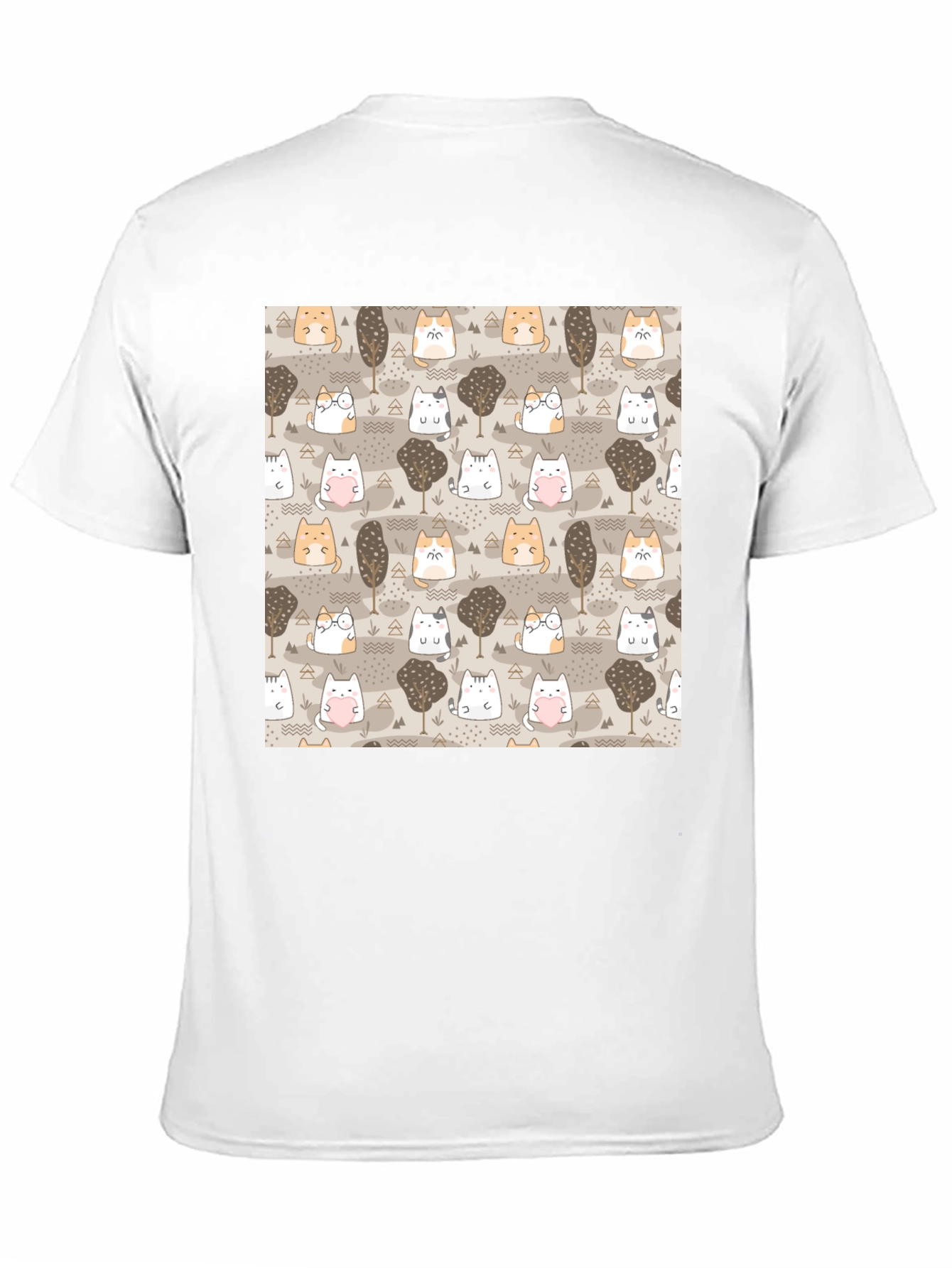 Kawaii Cats & Trees Pattern T-Shirt