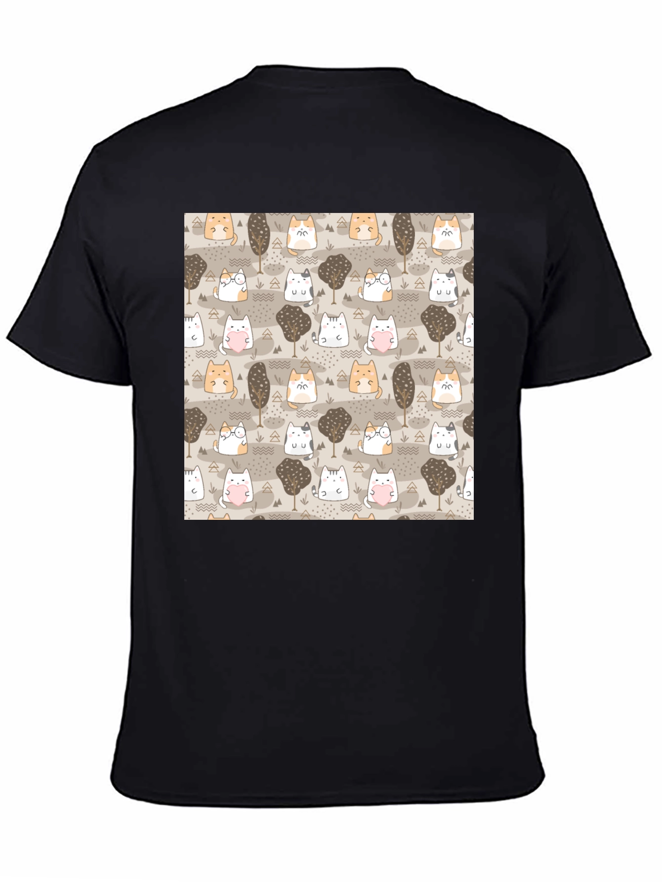 Kawaii Cats & Trees Pattern T-Shirt