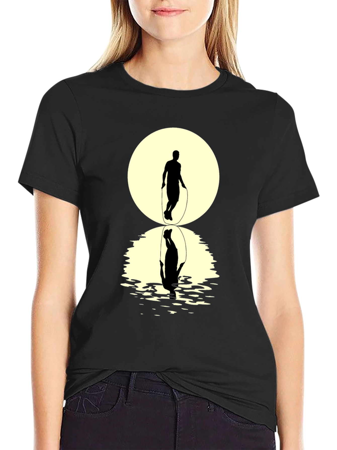 Jump Rope Silhouette Graphic Tee - Reflective Design