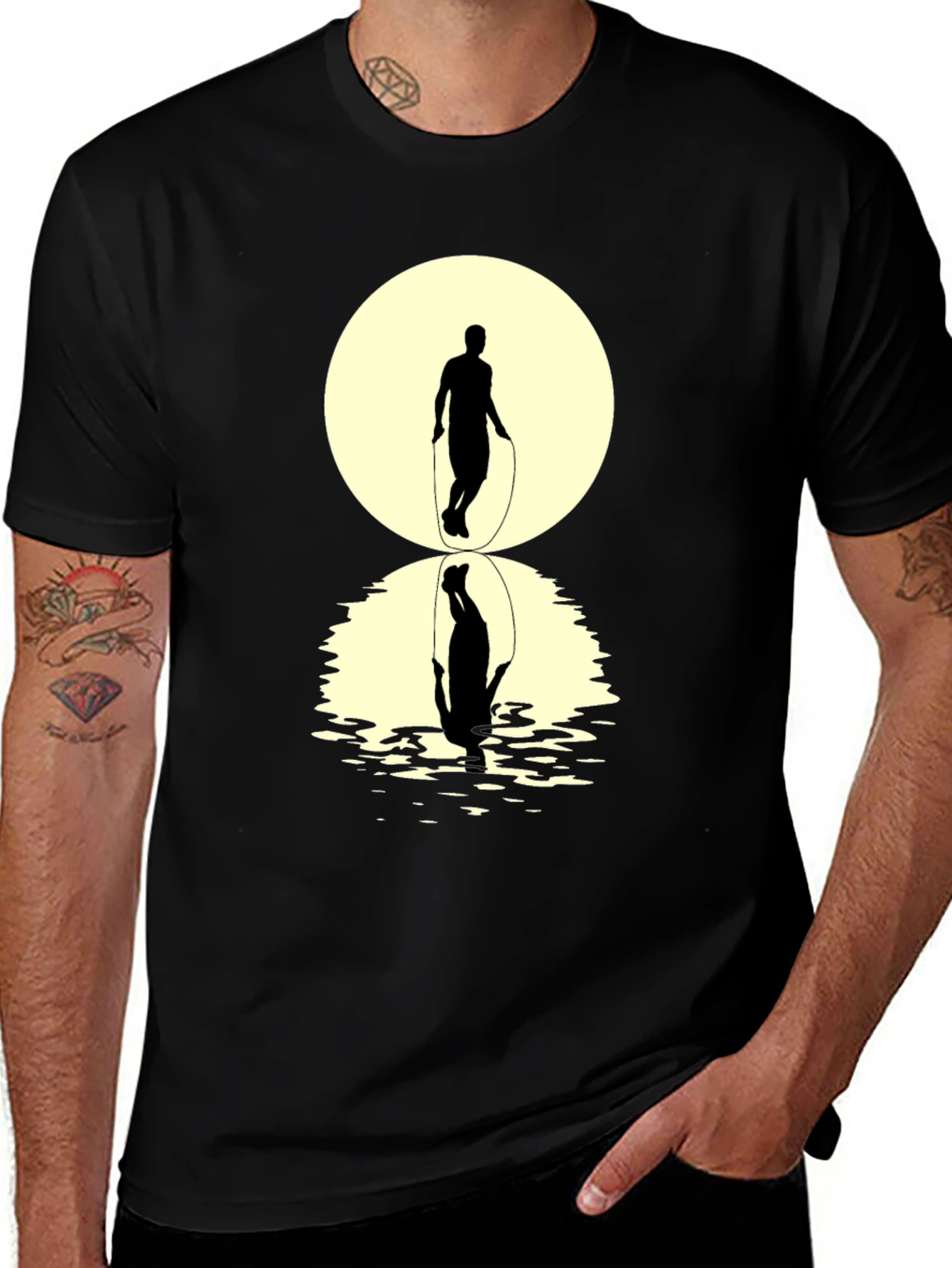 Jump Rope Silhouette Graphic Tee - Reflective Design