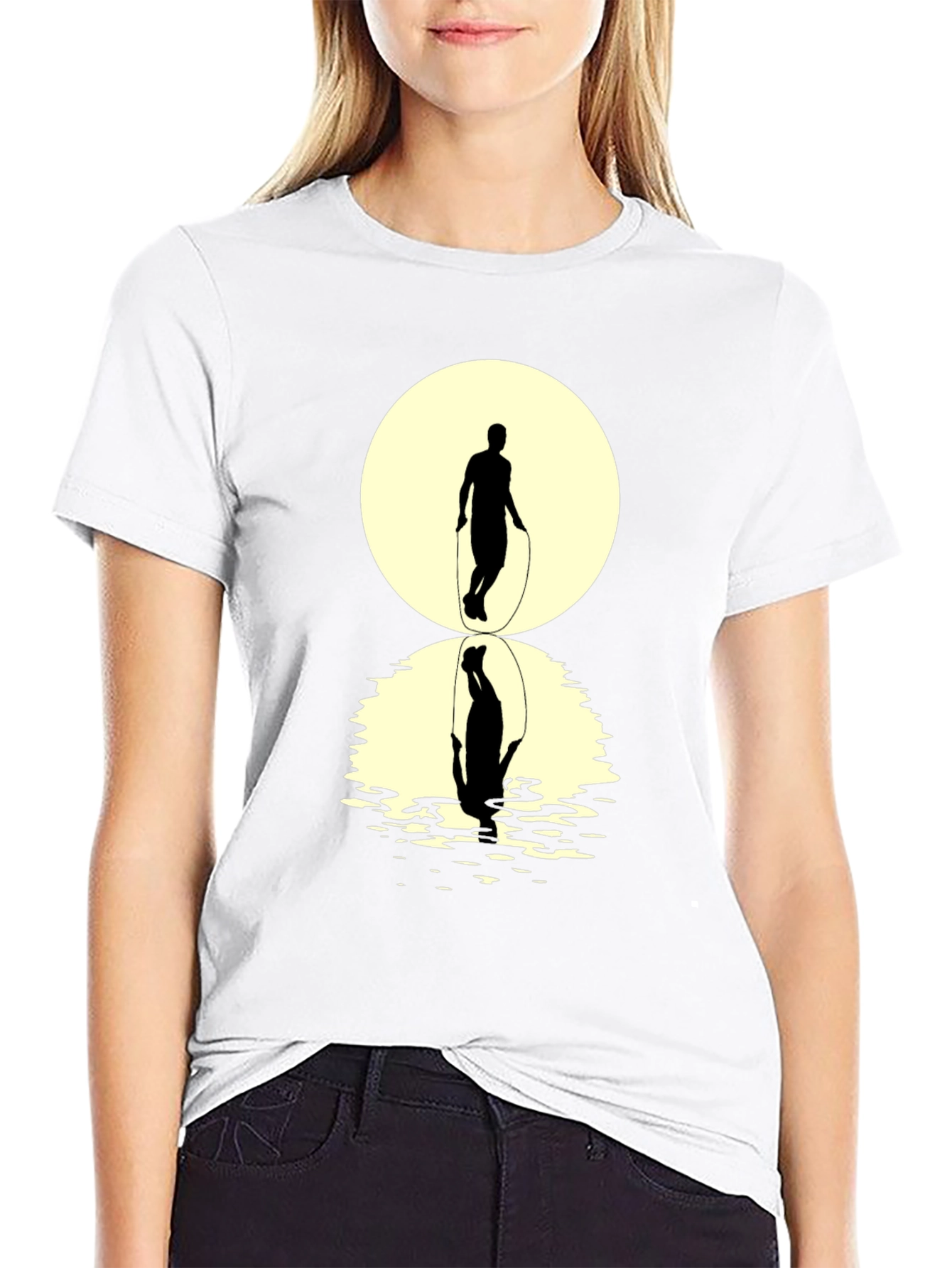 Jump Rope Silhouette Graphic Tee - Reflective Design