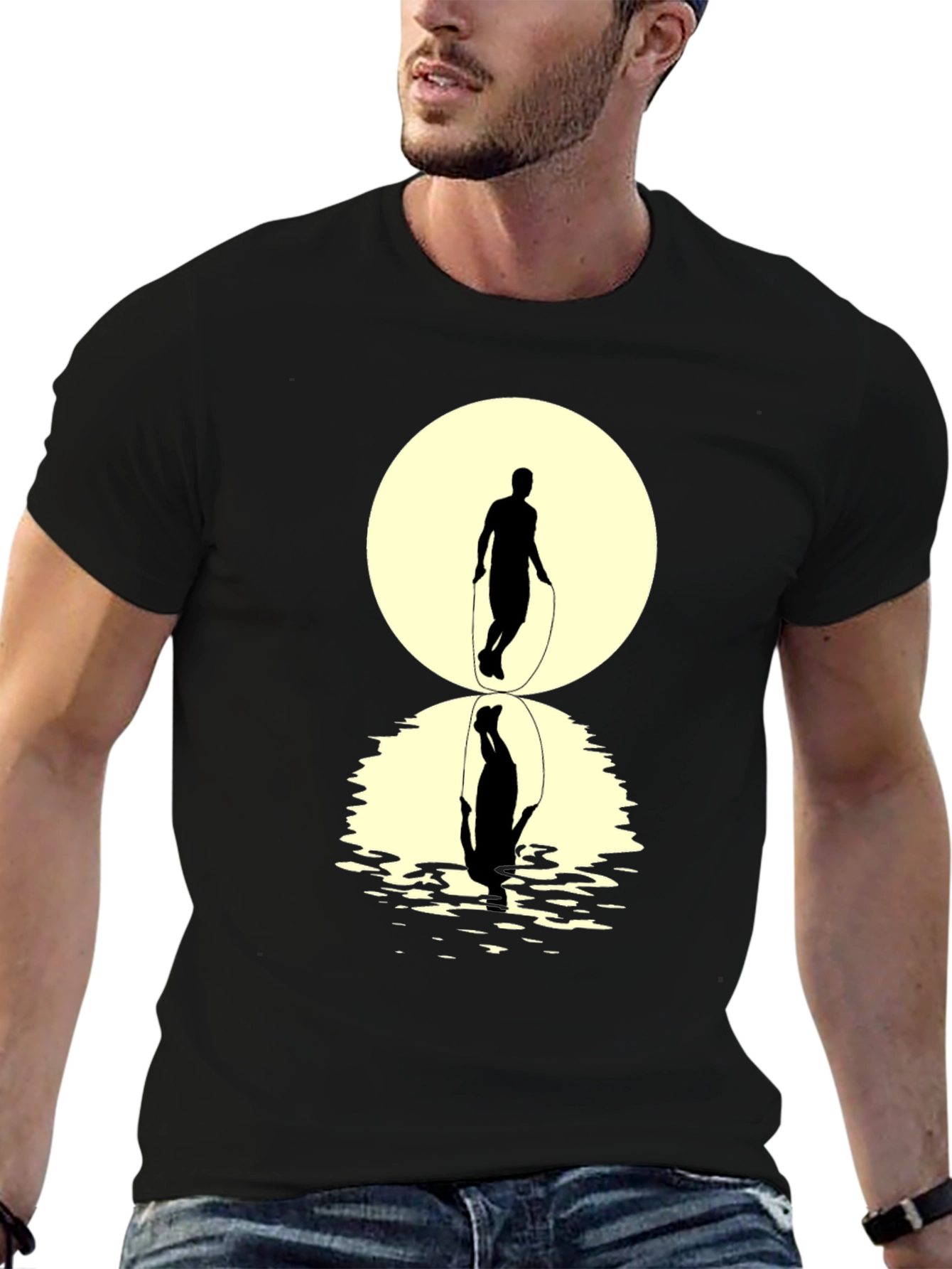 Jump Rope Silhouette Graphic Tee - Reflective Design