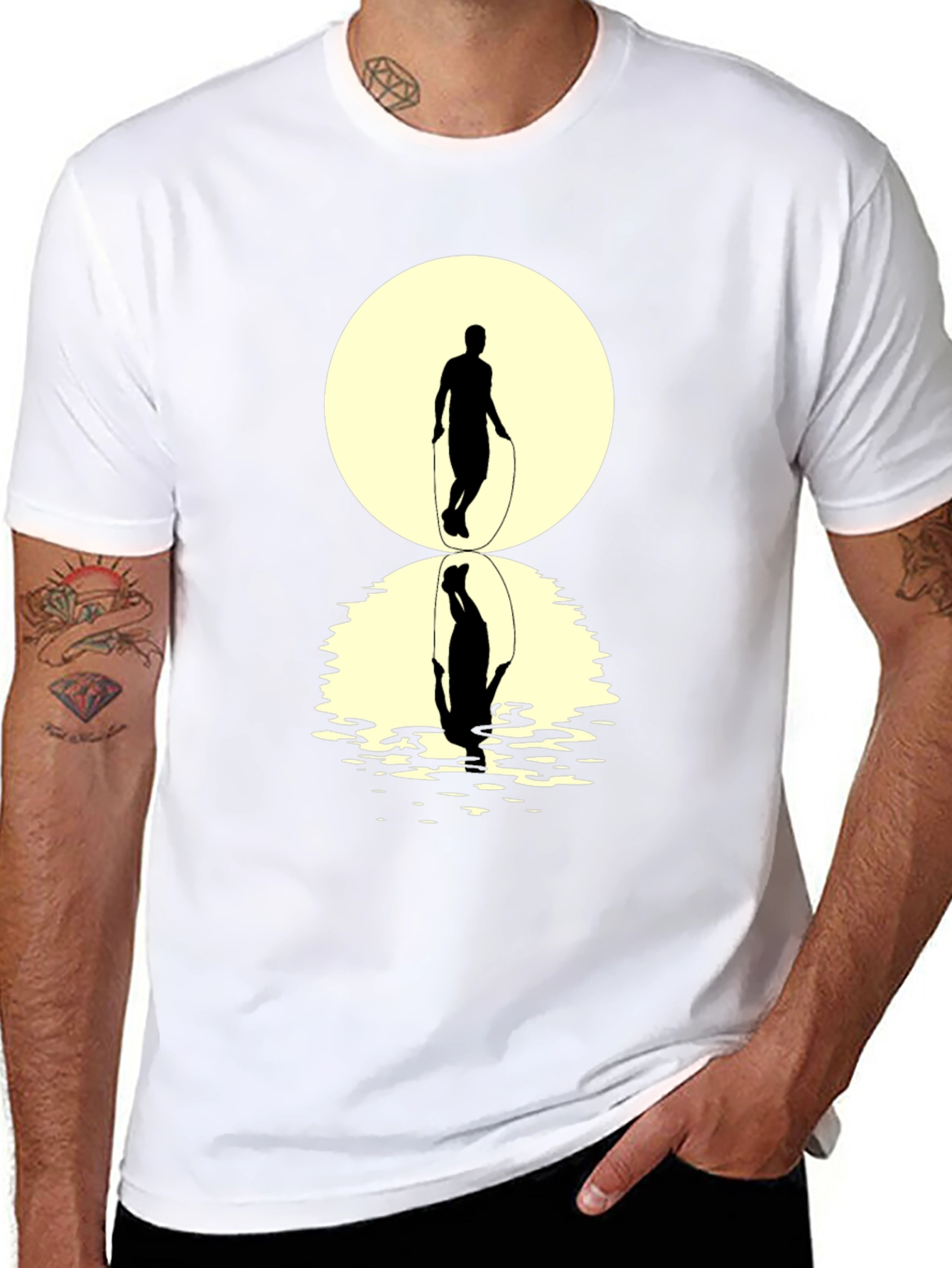 Jump Rope Silhouette Graphic Tee - Reflective Design