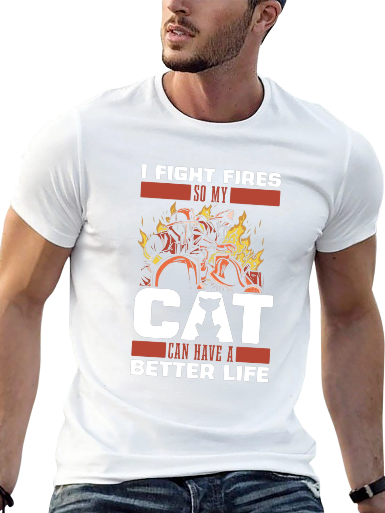 Firefighter Cat Lover T-Shirt