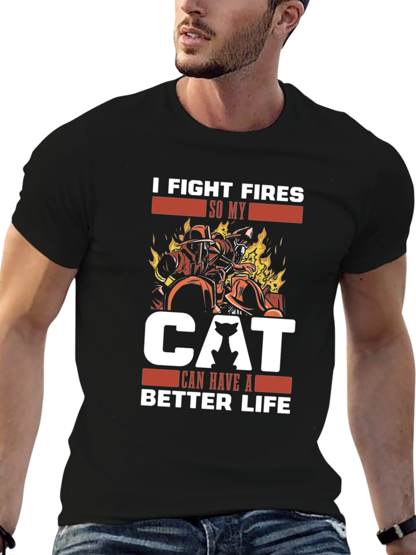 Firefighter Cat Lover T-Shirt
