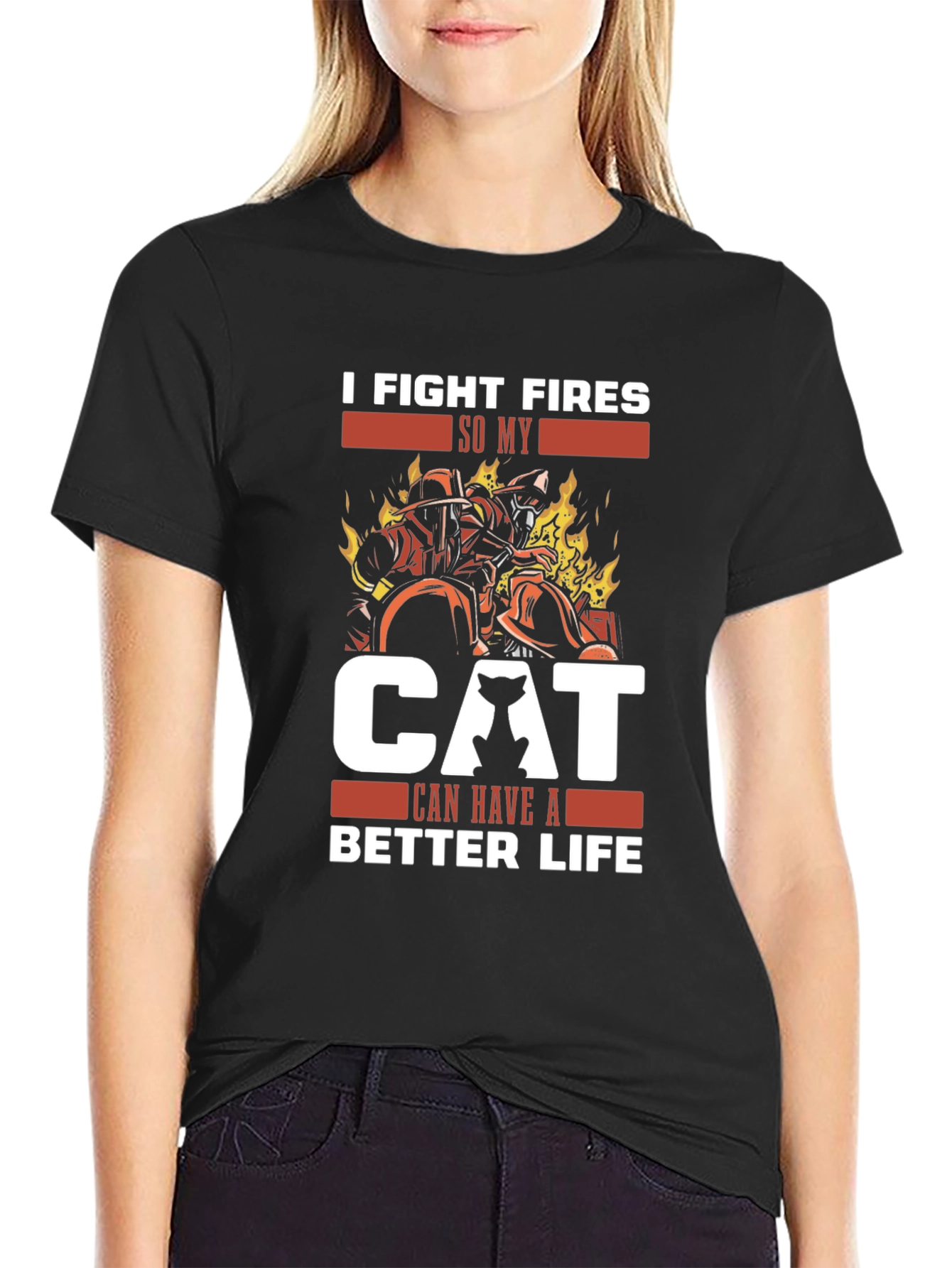 Firefighter Cat Lover T-Shirt