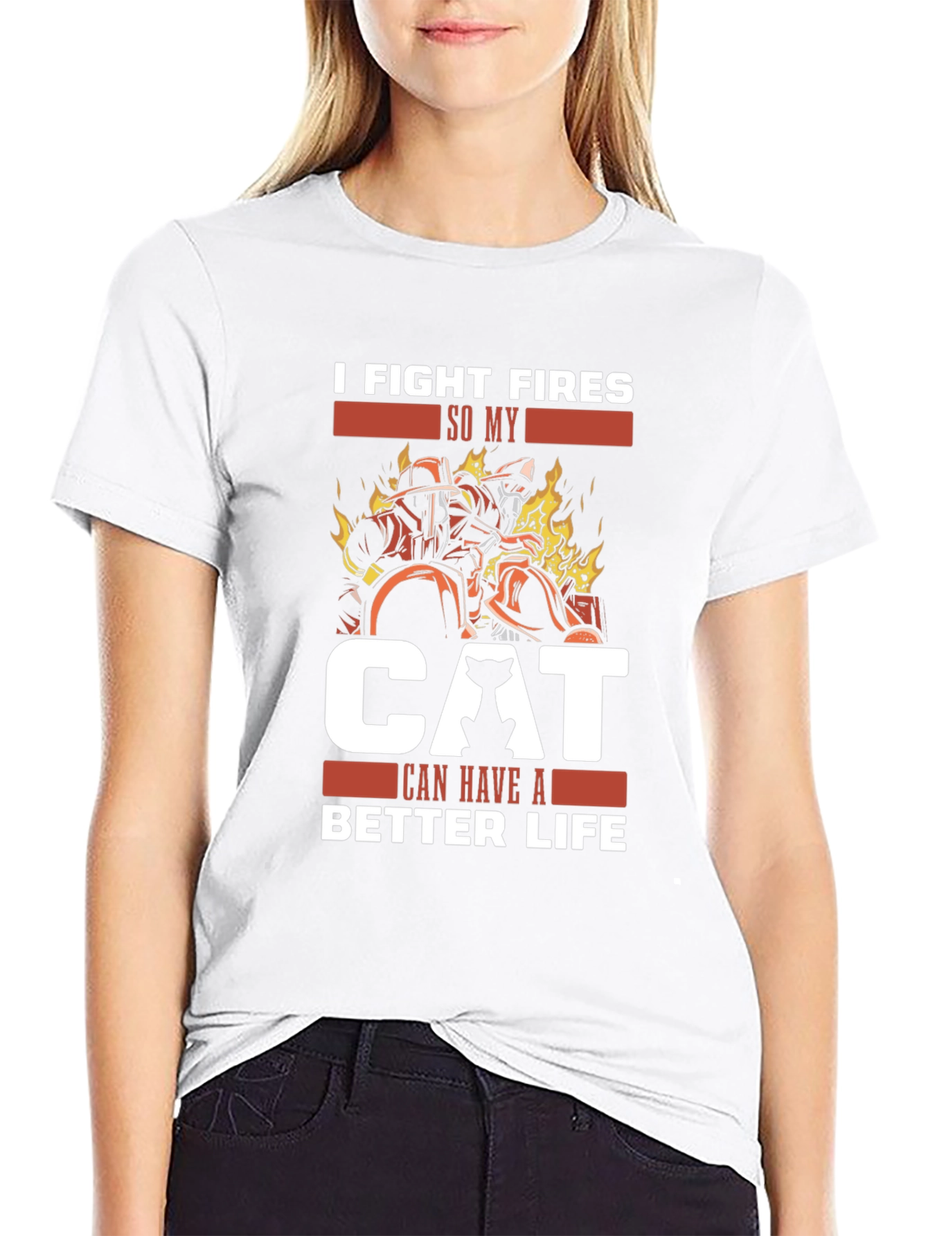 Firefighter Cat Lover T-Shirt