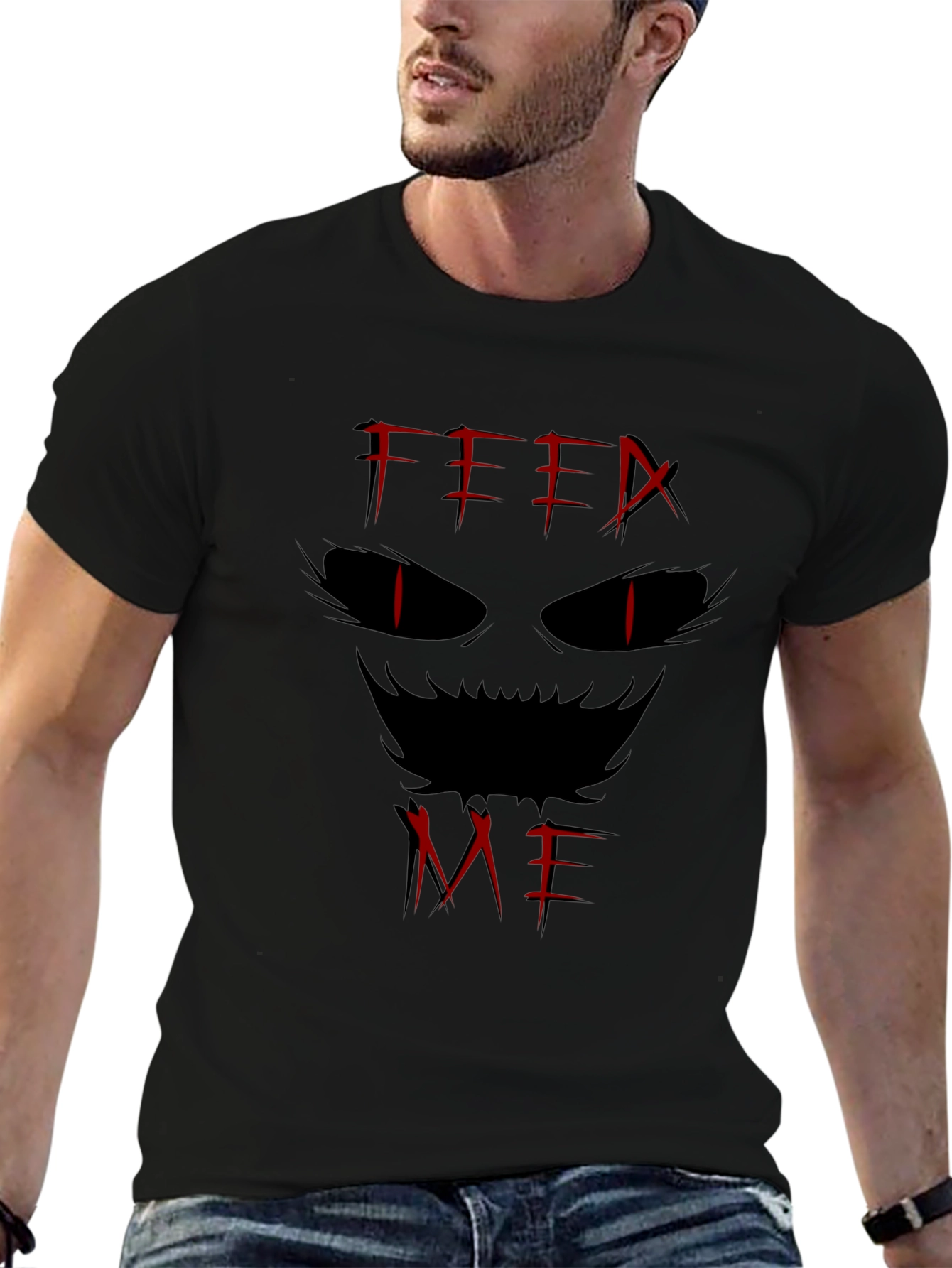 Feed Me Graphic Tee - Edgy Black T-Shirt