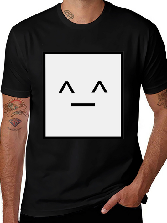 Minimalist Face Graphic Tee - Black Soft Cotton