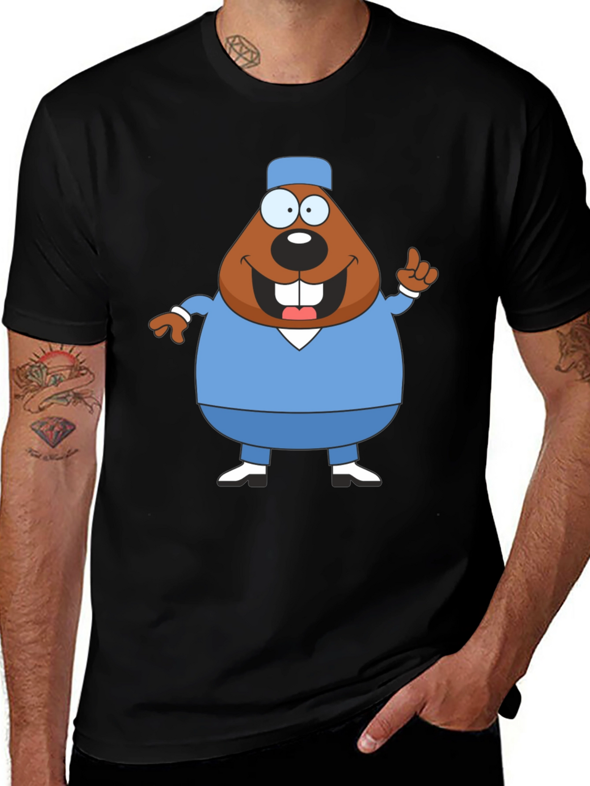 Cartoon Beaver Doctor T-Shirt