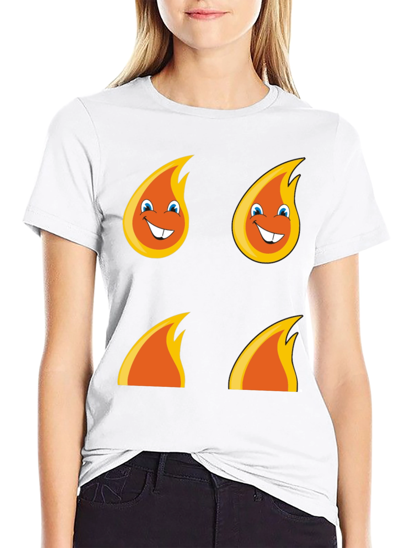 Funny Flame Graphic T-Shirt - Black Cotton Tee