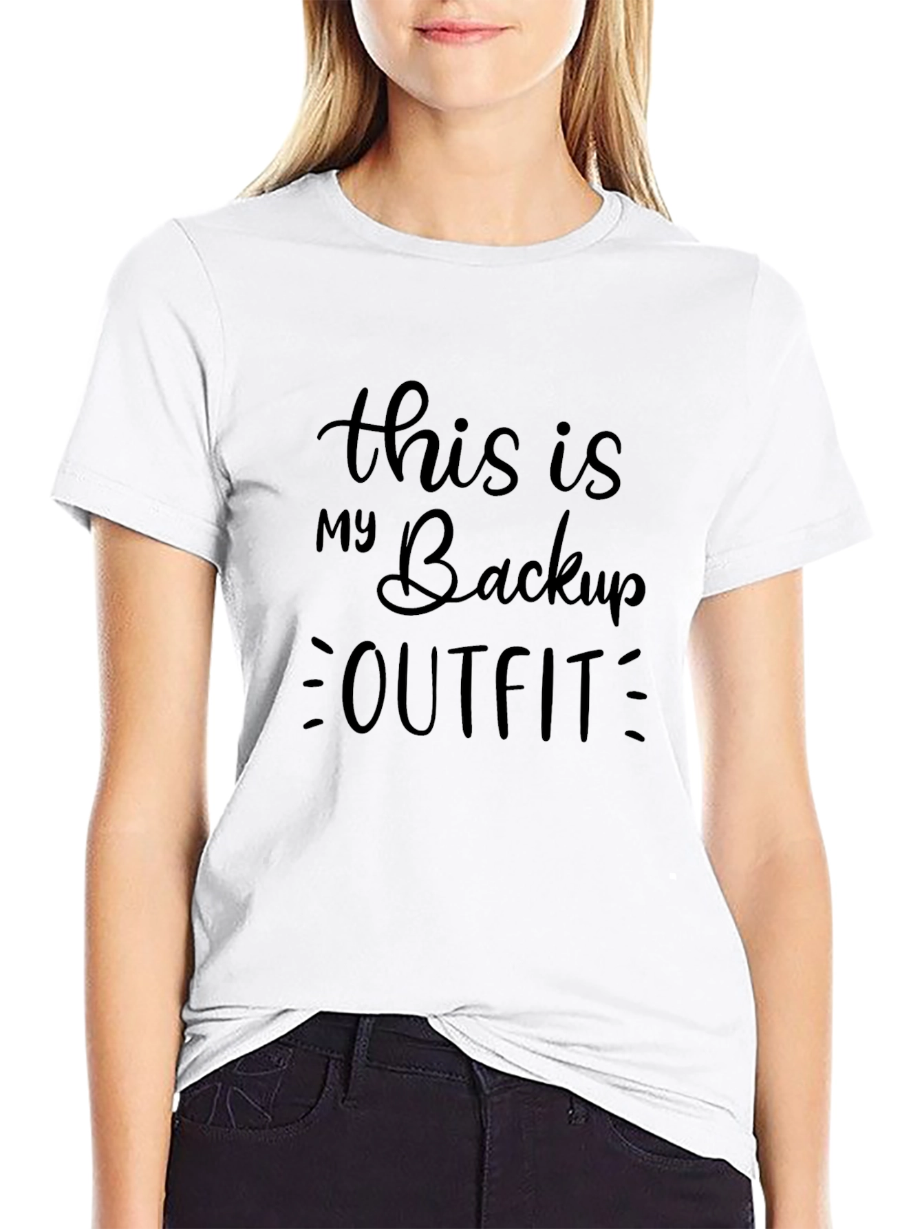 Backup Outfit Tee: Funny Casual Black T-Shirt