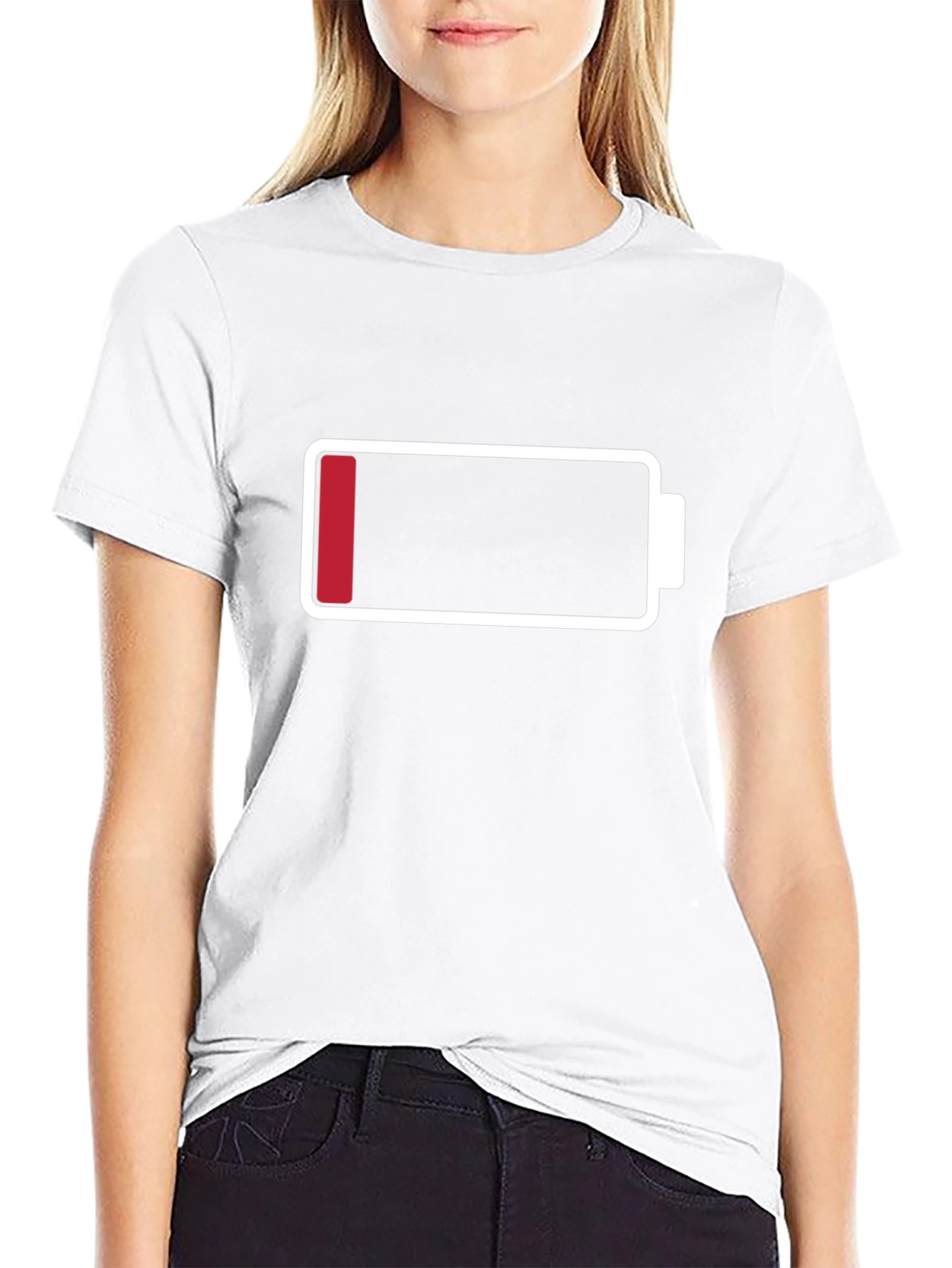 Low Battery Graphic Mens T-Shirt - Black Cotton Tee