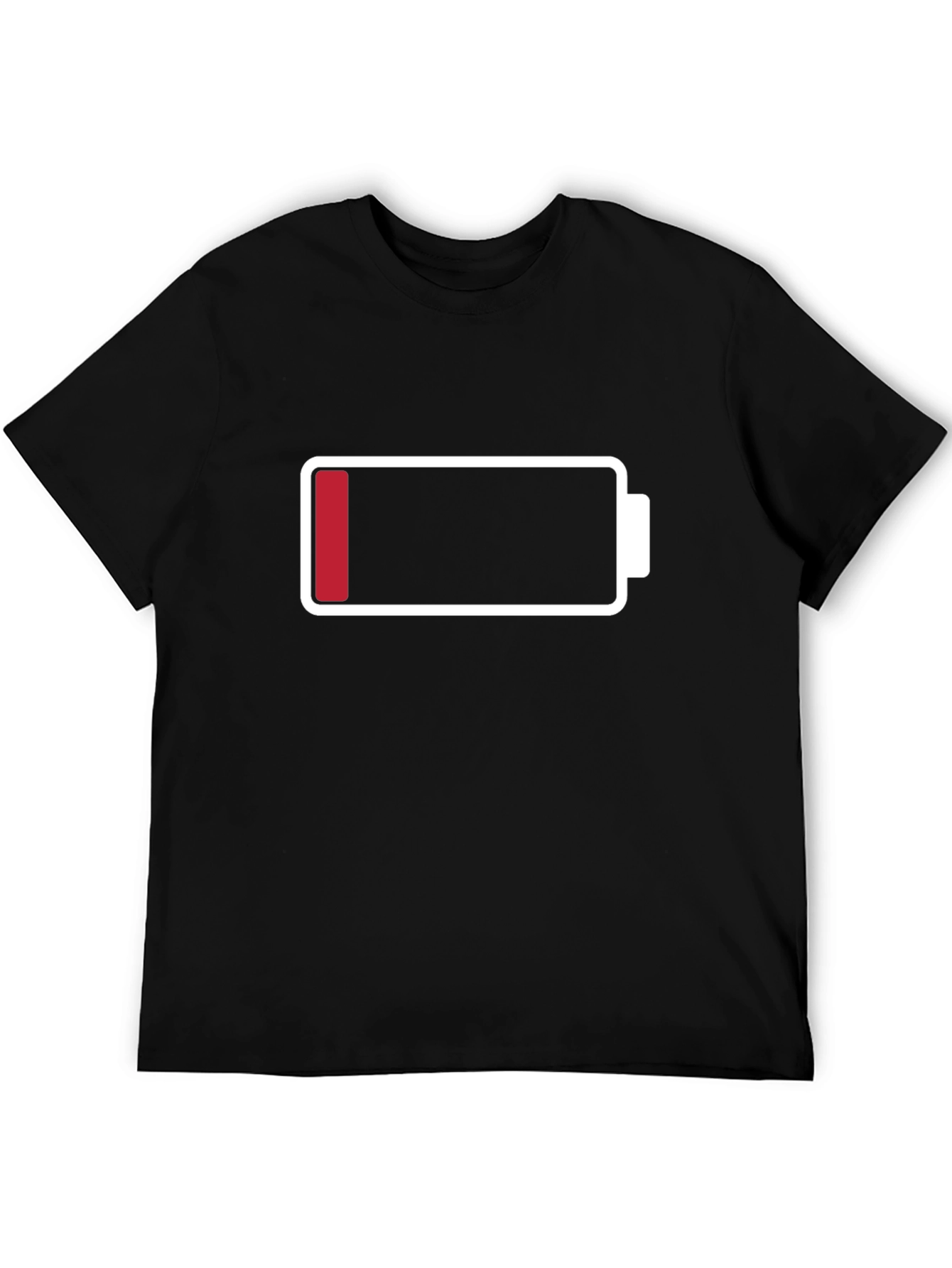 Low Battery Graphic Mens T-Shirt - Black Cotton Tee