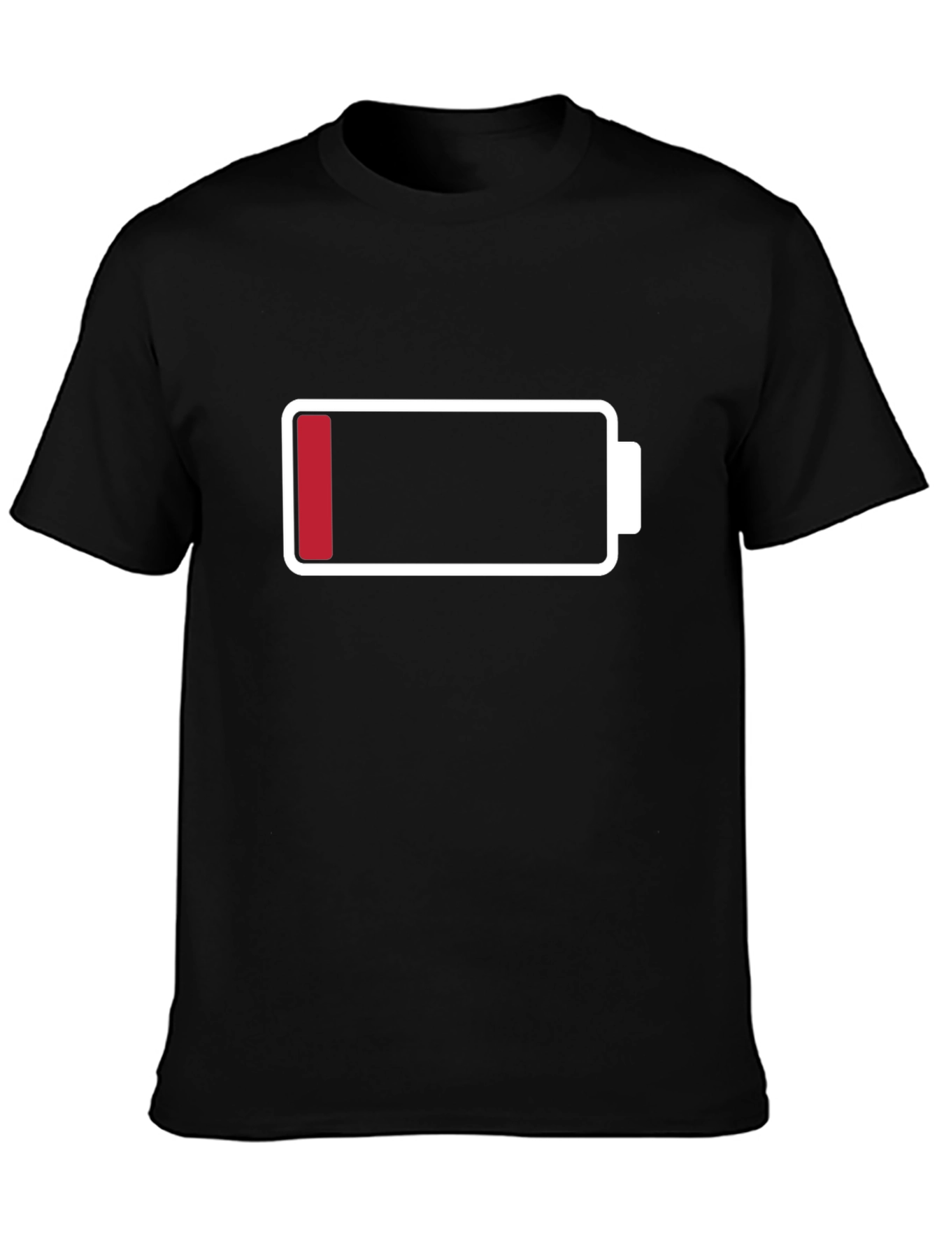 Low Battery Graphic Mens T-Shirt - Black Cotton Tee