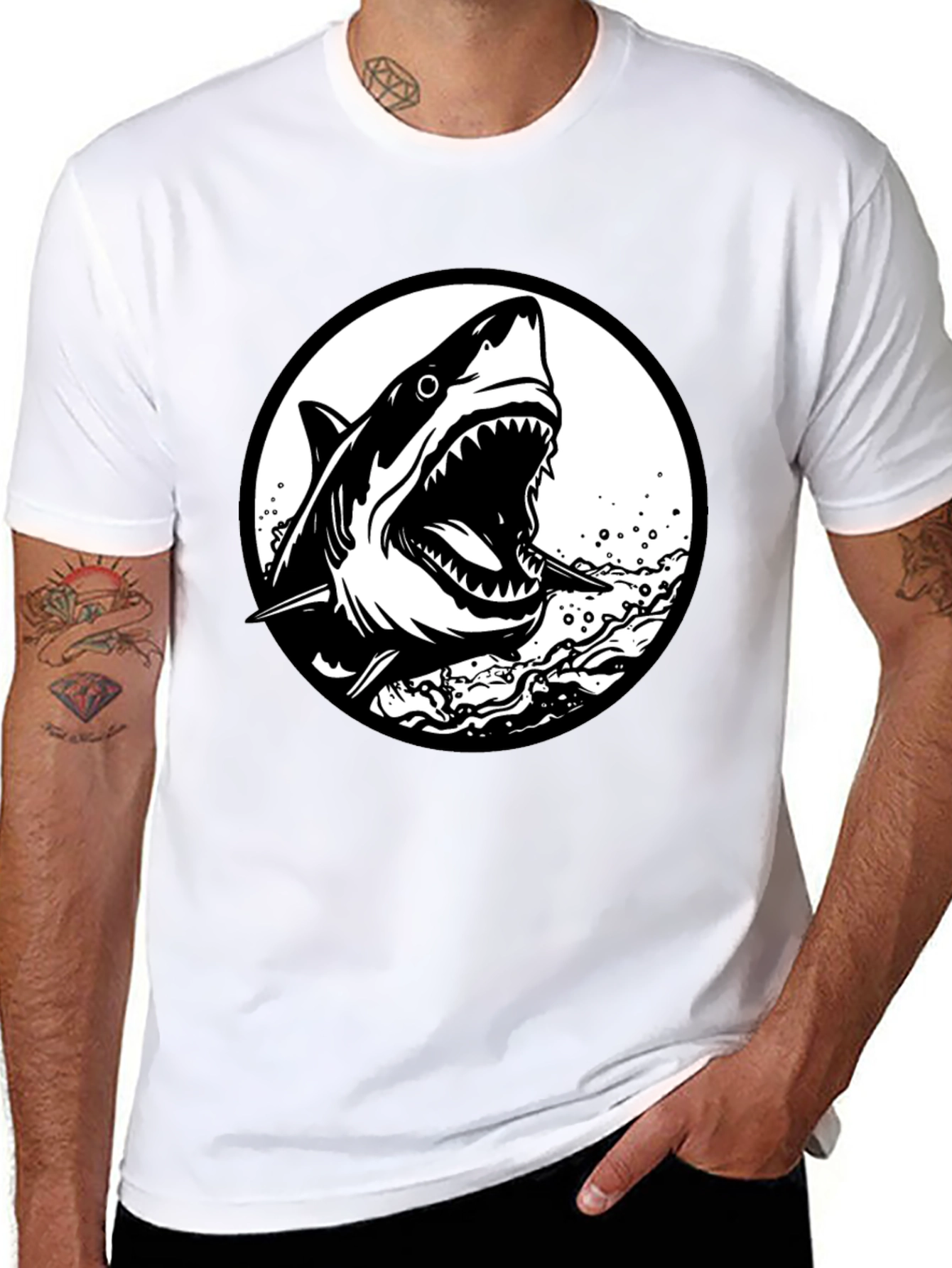 Shark Graphic Black T-Shirt - Fierce Ocean Design