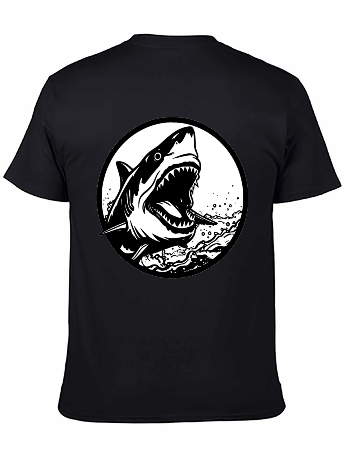Shark Graphic Black T-Shirt - Fierce Ocean Design