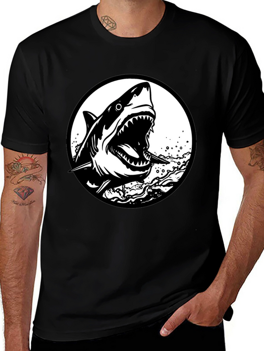 Shark Graphic Black T-Shirt - Fierce Ocean Design
