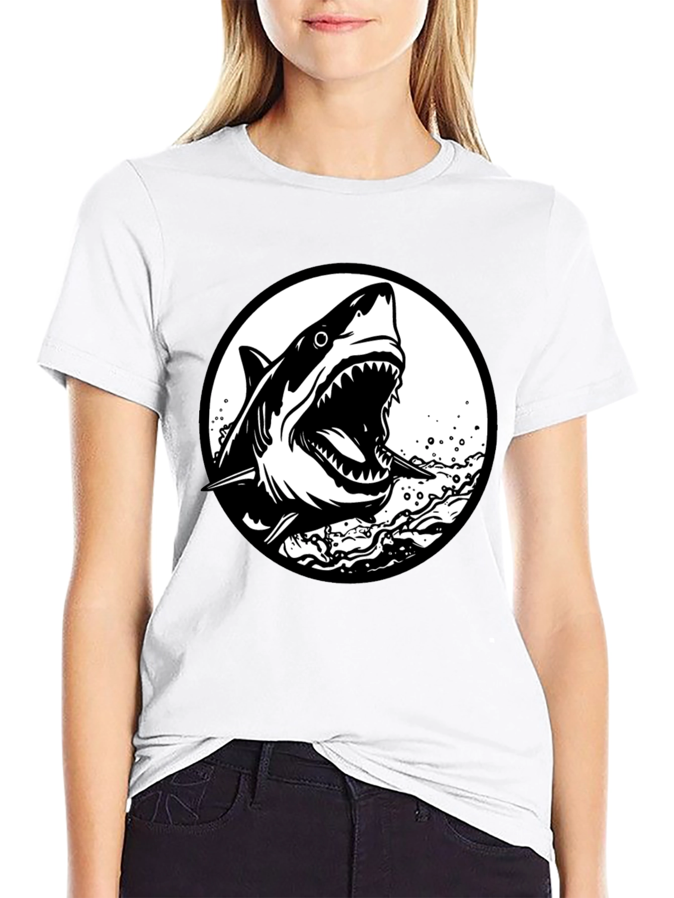 Shark Graphic Black T-Shirt - Fierce Ocean Design