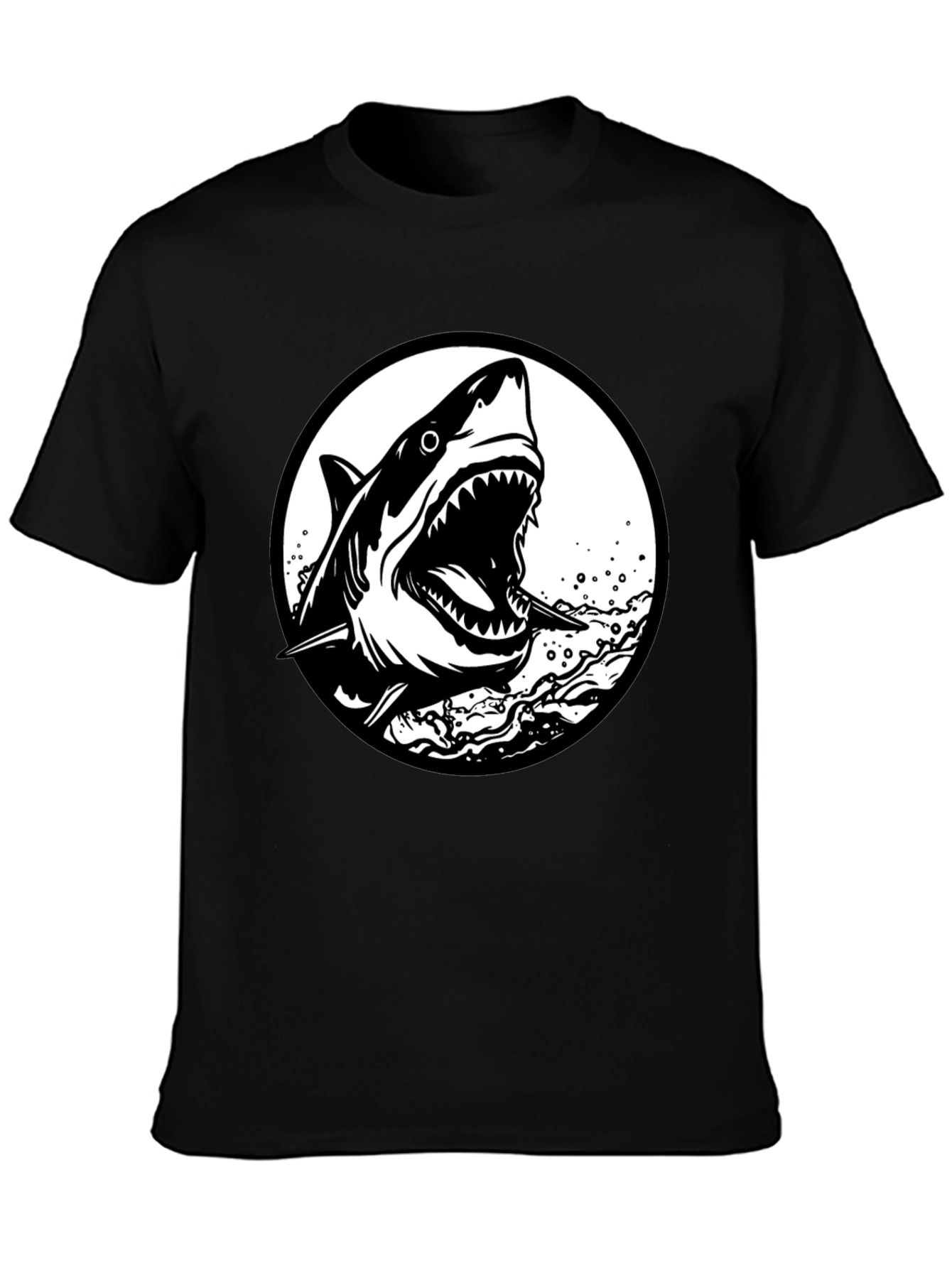Shark Graphic Black T-Shirt - Fierce Ocean Design