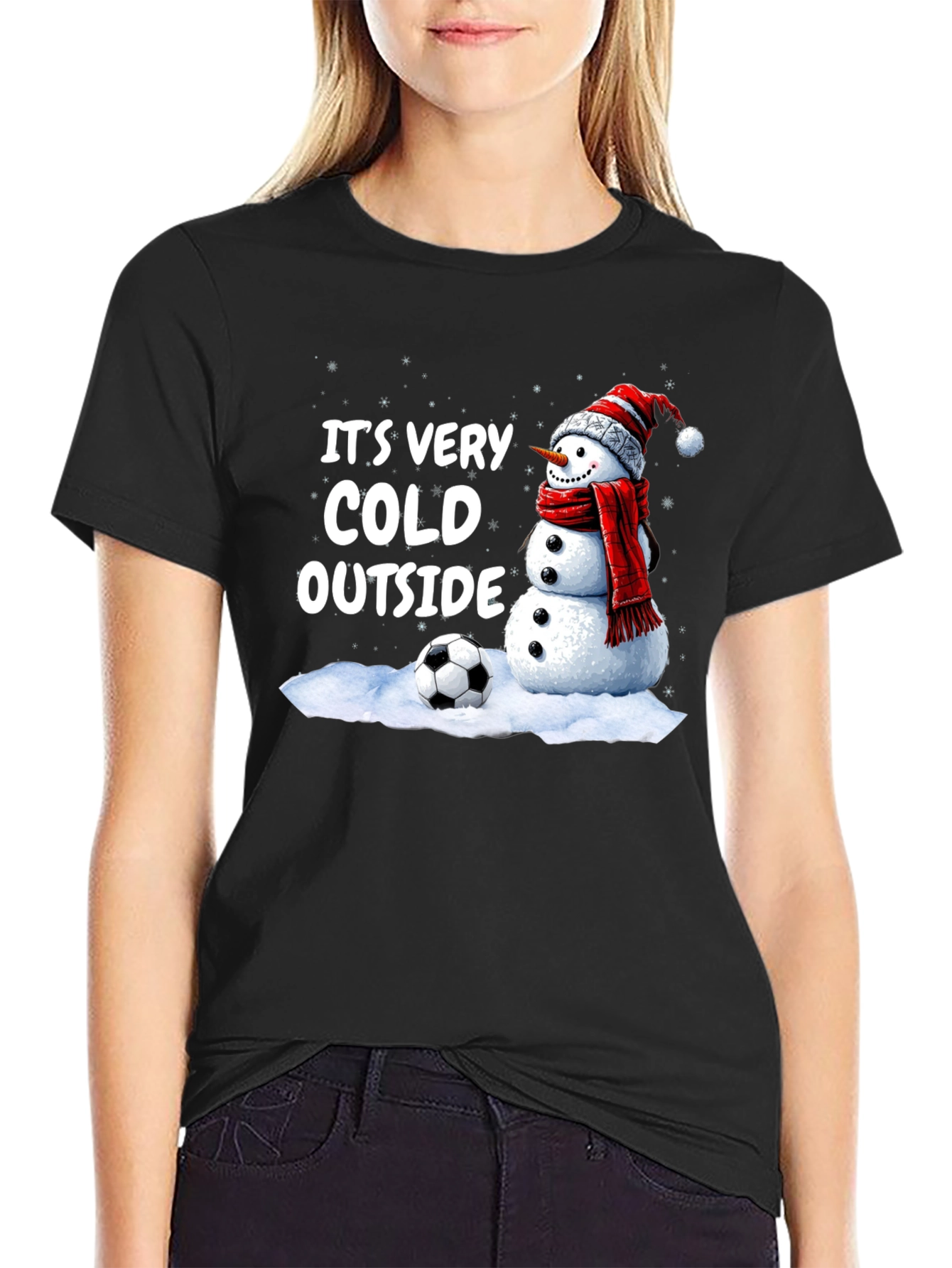 Its Very Cold Outside Snowman Soccer T-Shirt